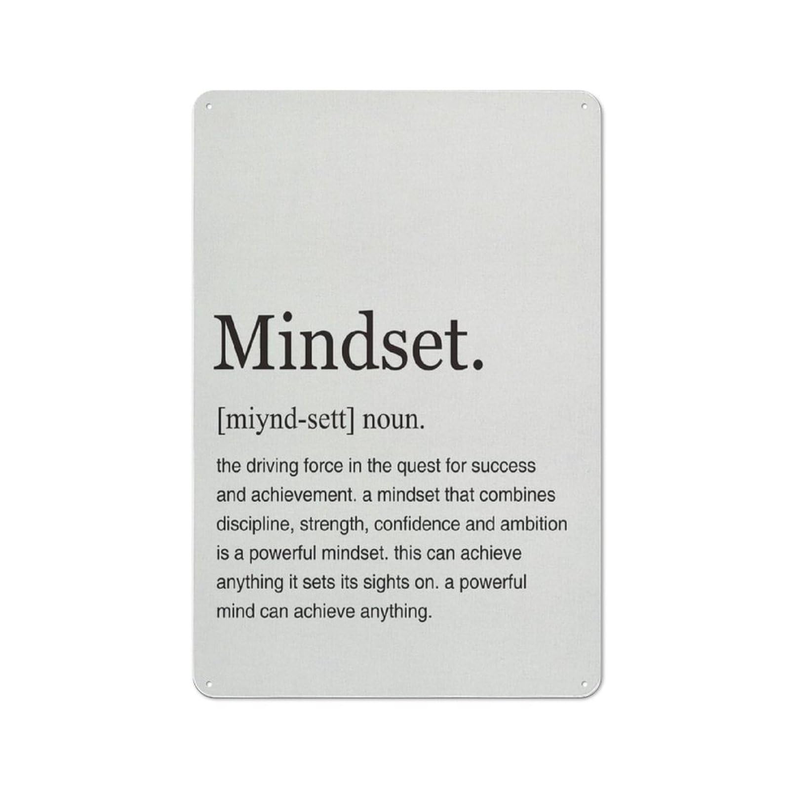 ACDOET Rustic Metal Tin Sign Mindset Definition Print Wall Art Home Office Decor Modern Inspirational Painting Positive Poster Artwork 8x12 Inch