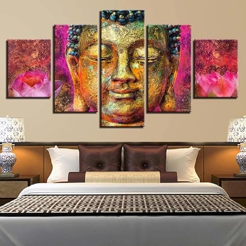 cyongshan Buddha Wall Art Modern Decor 5 Panel Canvas Artwor