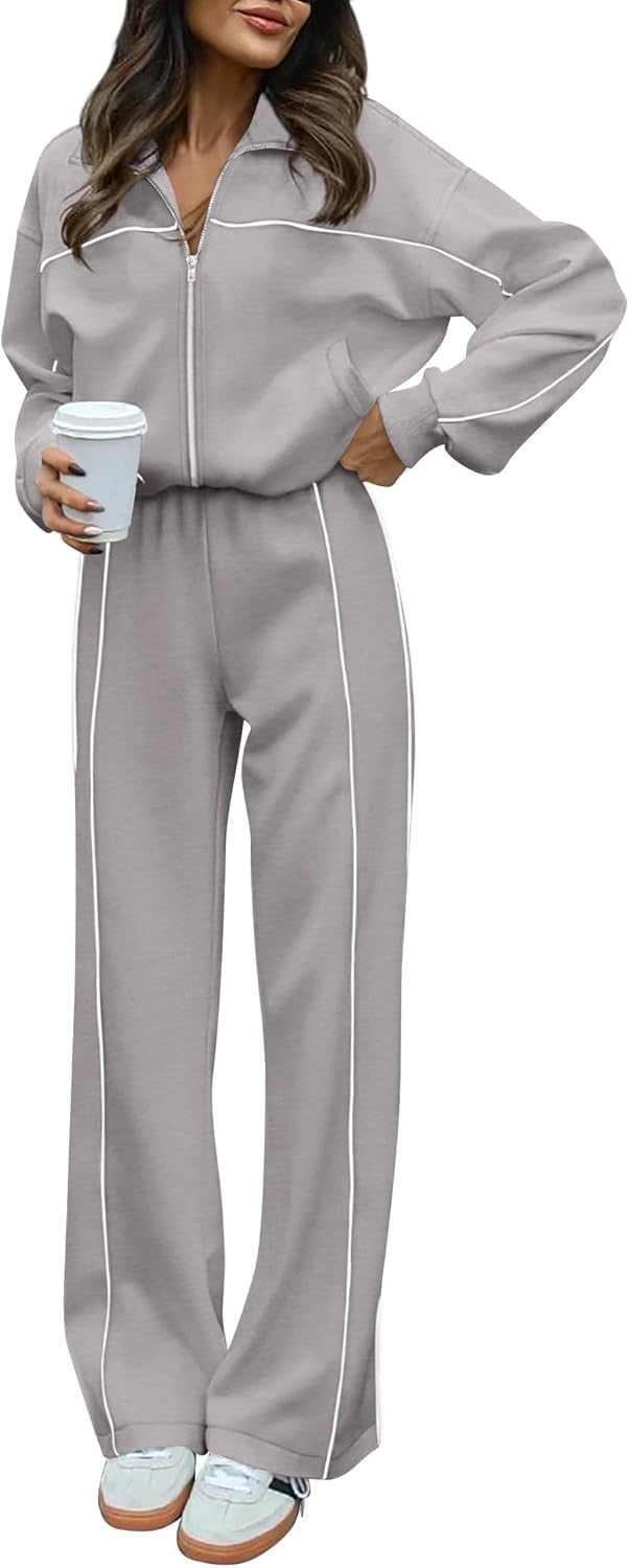 BTFBM Women's Two Piece Tracksuit Fall 2025 Long Sleeve Zip Up Sweatshirt Long Pants Outfits Jogger Sweatsuit Sets