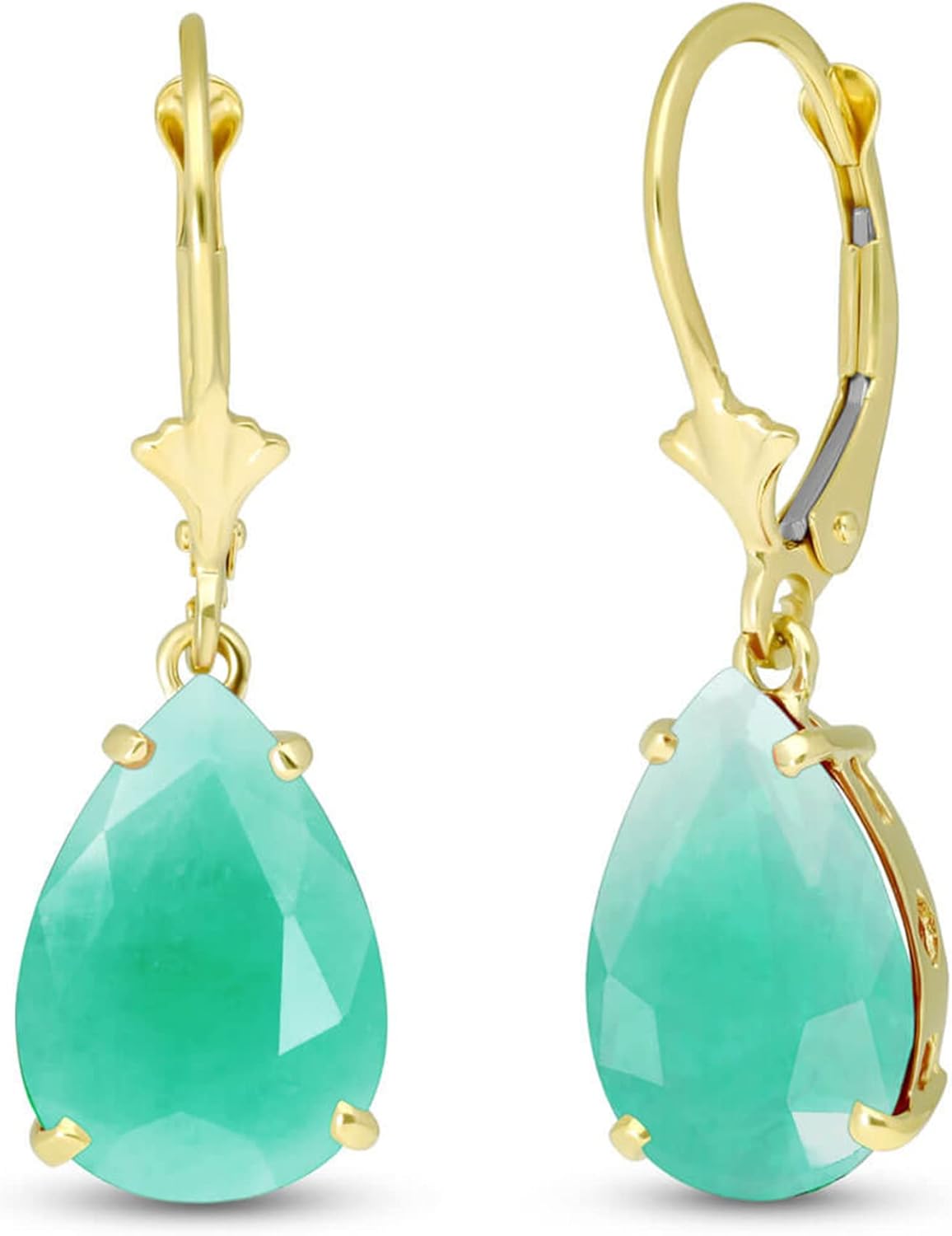 Galaxy Gold GG 14k Solid Gold Leverback Earrings with Natural Emeralds