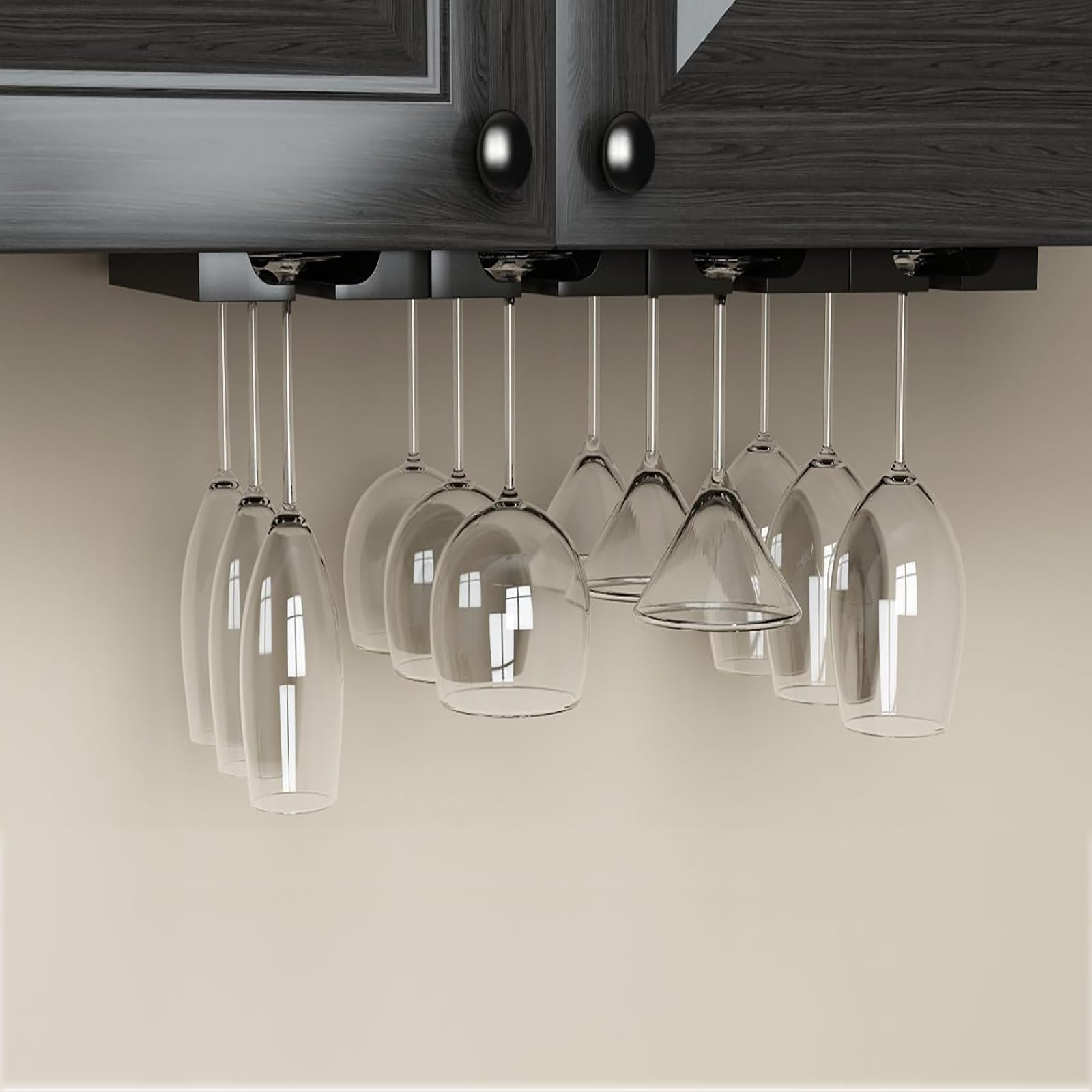 Porte-verres à Vin Suspendus - Lot De 3 Supports Sous Armoire Sans Perçage Pour Bar