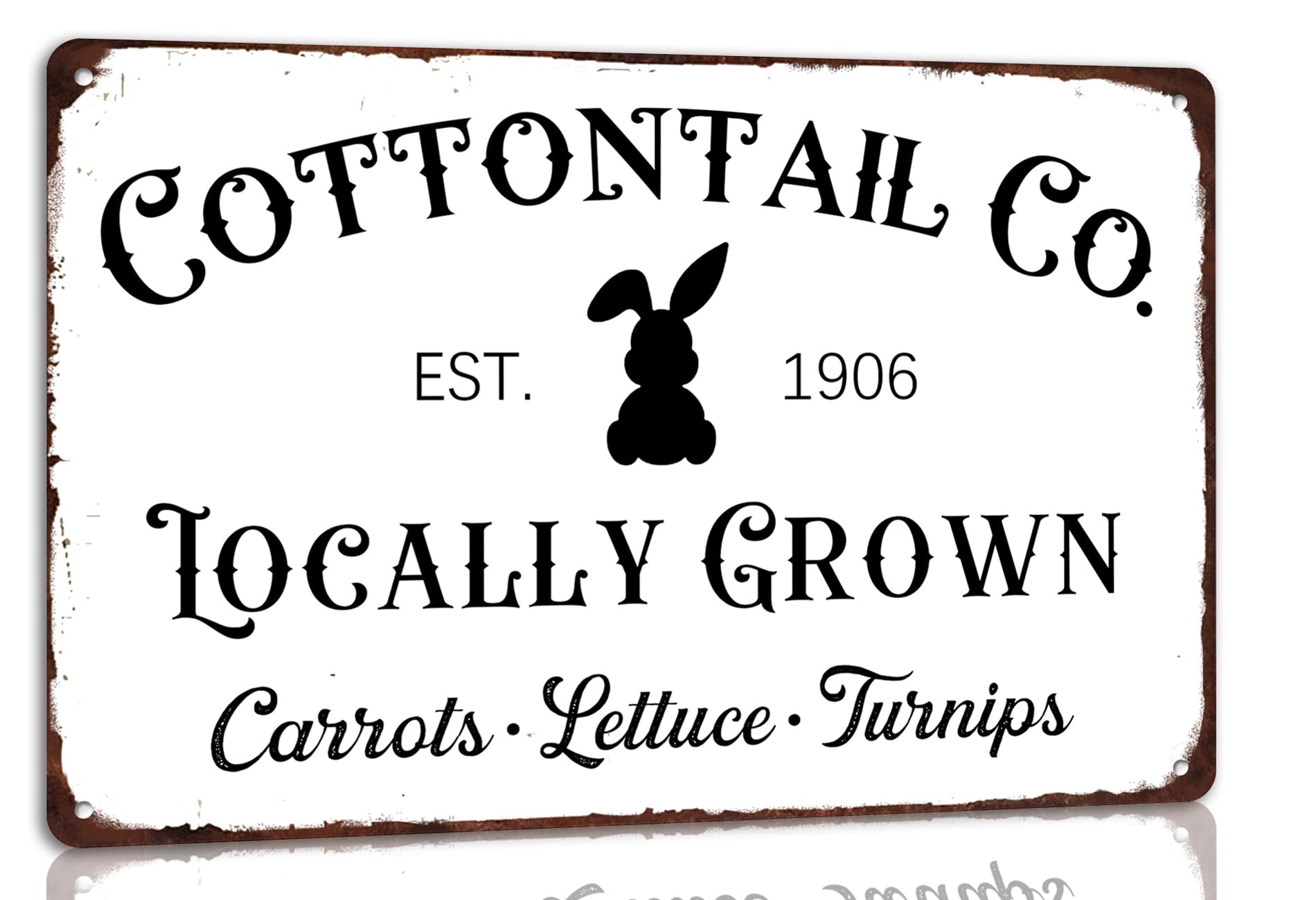 SMAZDFXX Cottontail Co Locally Grown Easter Metal Tin Signs Bunny Poster Retro Plaque Wall Decor For Home Farmhouse Farm Easter Party Wall Art Decor 12"x16"