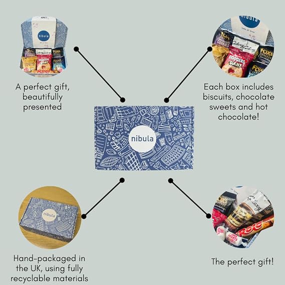 Luxury Lots of Love Biscuit and Sweet Treat Selection Hamper | Nibula Treats | Includes Biscuits, Rolos, Hot Chocolate and Love Hearts | Gift for Women and Men!