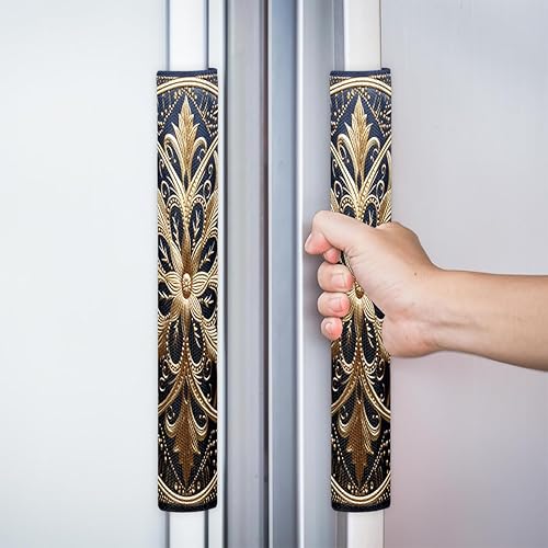 Vista 201 de Pardick Juego de 2 fundas para manija de puerta de refrigerador, huevo de madera de Pascua, lavable, para nevera, lavavajillas, Mocrowave, horno, z