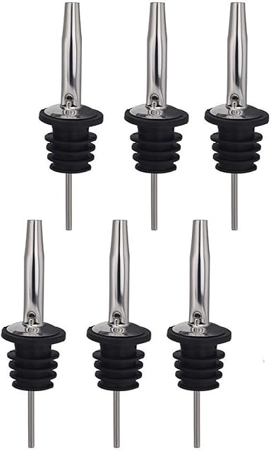 Gankarii Pack of 6pcs Stainless Steel Freeflow Pourer Spirit Pourer, Drinks Pourer, Oil Pourer, Bottle Pourer