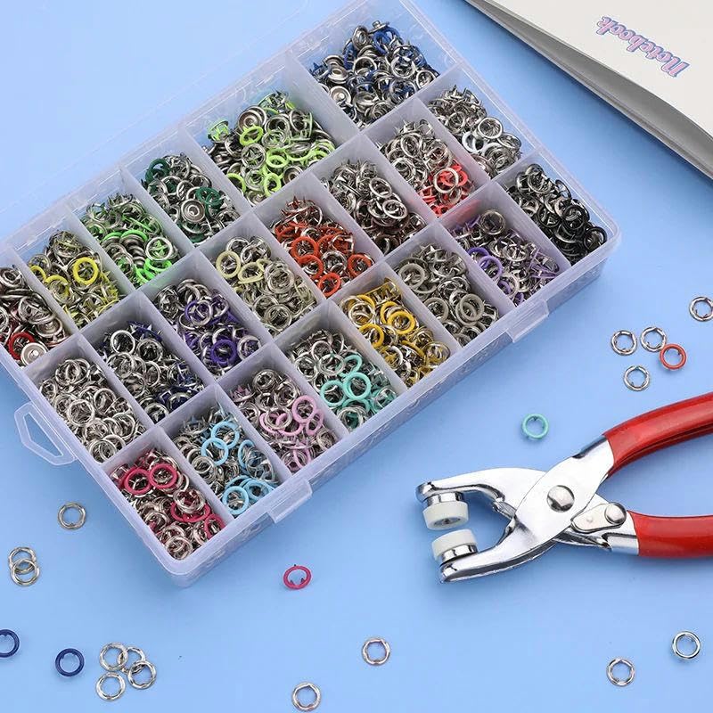 Kit de herramientas de cierres a presión, herramienta de alicates, botones de costura, broches de punta de Metal sólido hueco, botones para manualidades de ropa, 20 juegos con alicates