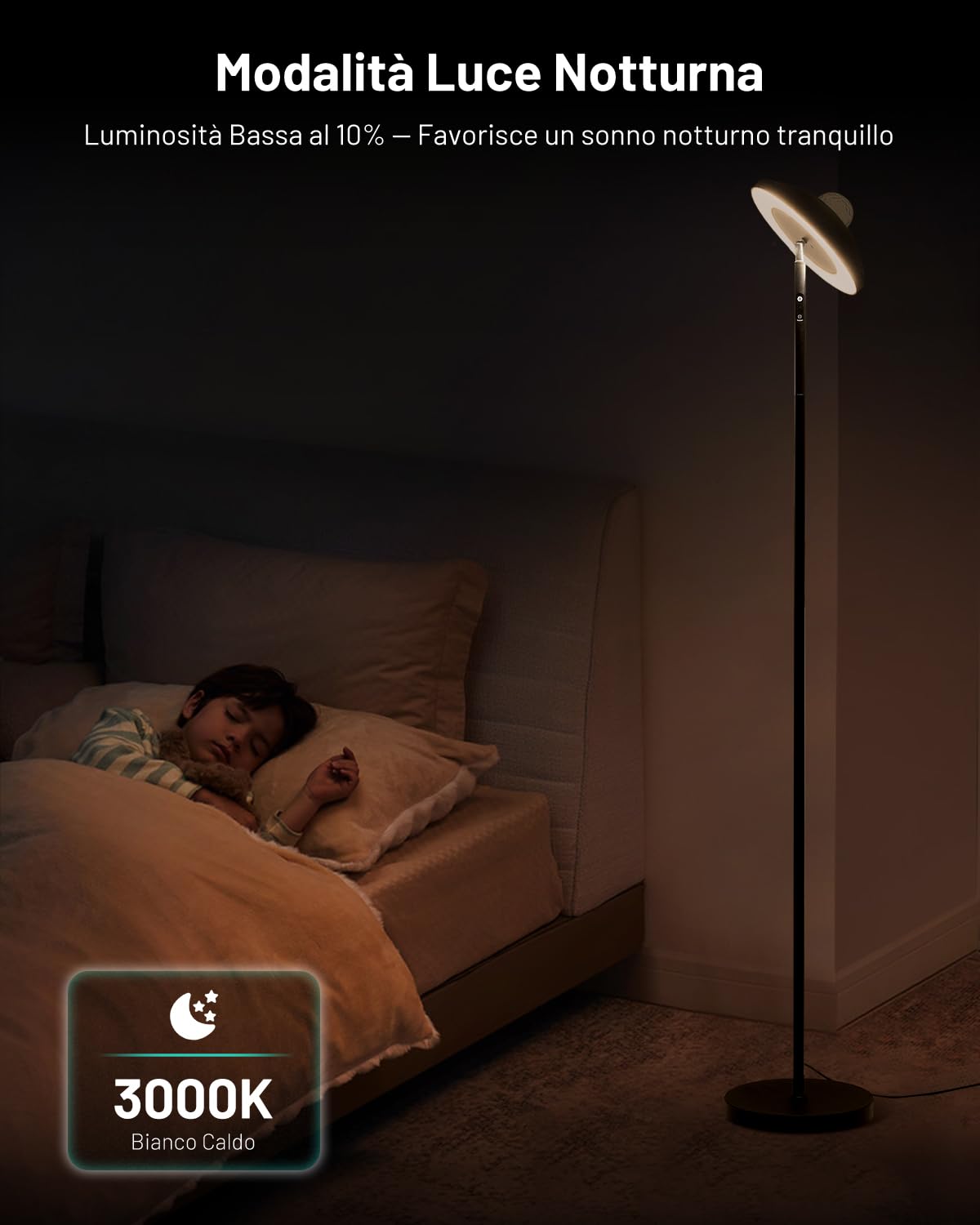 Lampada da Terra LED Dimmerabile con Proiettore Stellare RGB e Telecomando | Piantana da Terra 3000K-6000K, 15W 1300LM Floor Lamp Moderna, Lampada Angolare Nera per Camera da Letto, Soggiorno, Ufficio