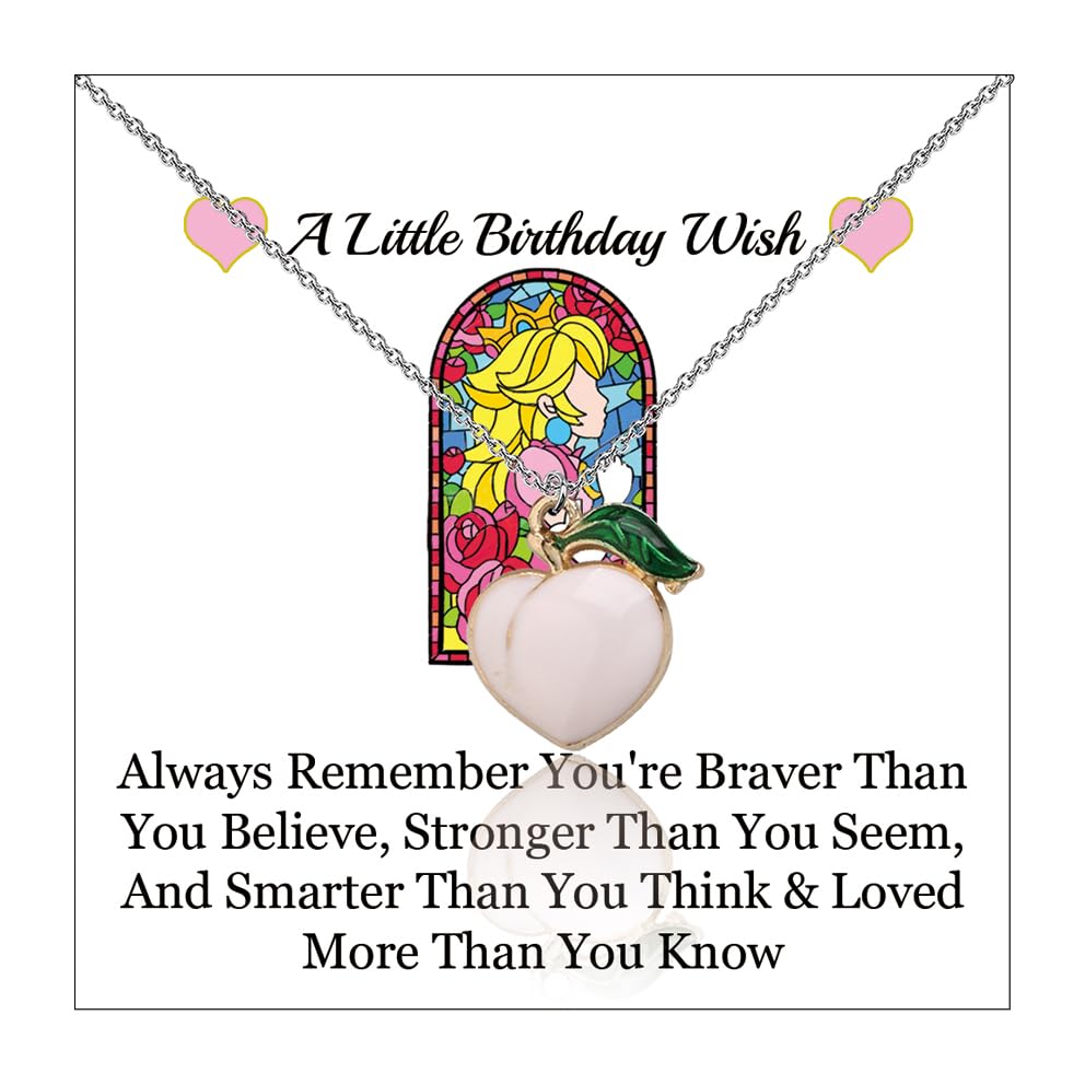 WUSUANED Peach Inspired Princess Birthday Gift Necklace - Peach Party Wish Necklace