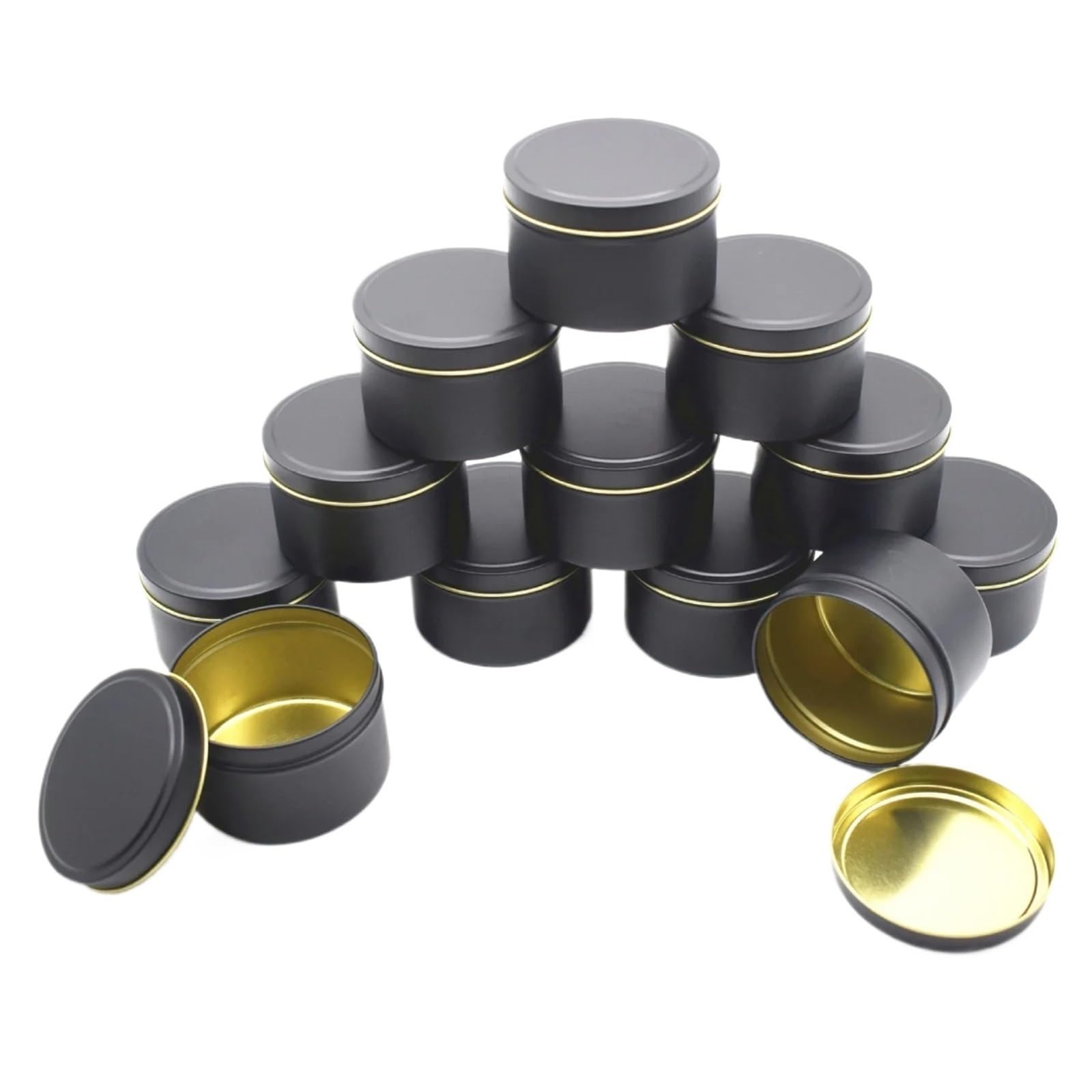 Xinglongs Candle Jars 12PCS 8oz Golden Candle Tin Cans Silver Candle Tins Small Tin Tins Tea Tin Tins Candy Box(ColorA)