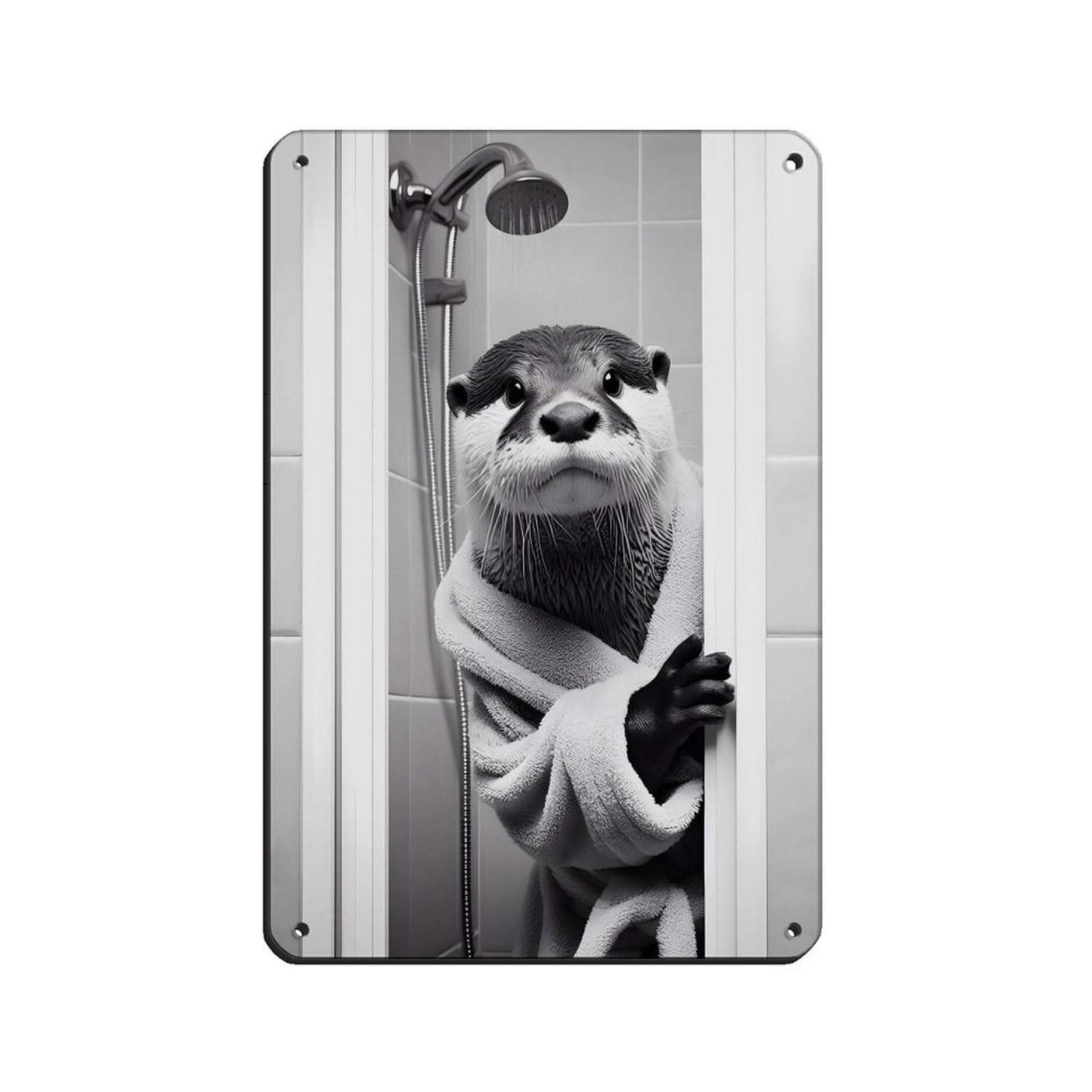 Otter Bathroom Art Poster Retro Poster Metal Tin Sign Chic Art Retro Iron Painting Bar People Cave Cafe Family Garage Poster Wall Decoration 8x12inch(20x30cm)