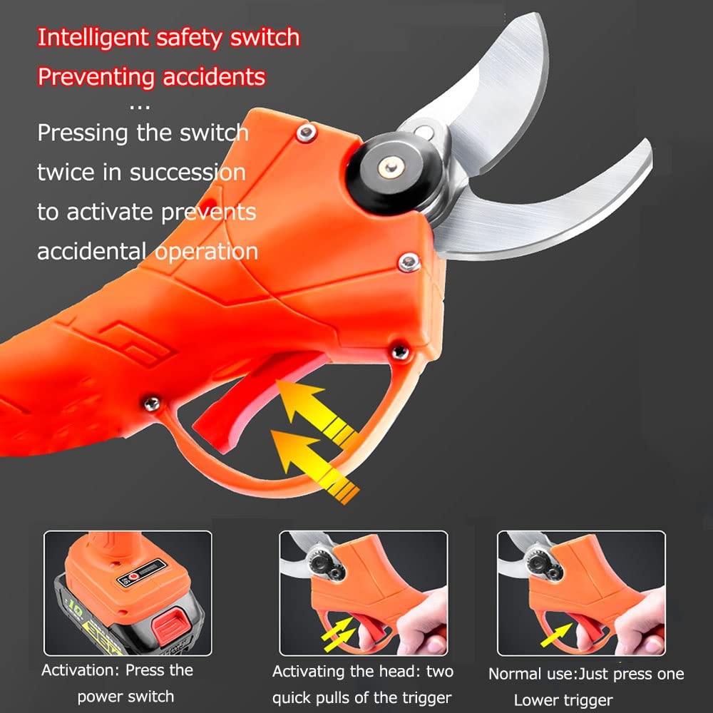 Cesoie elettriche professionali Cesoie elettriche da potatura Diametro di taglio 23 mm Regolazione apertura a 2 posizioni Portatile con batterie di ricambio Lame dinamiche (dimensioni : 3.0 one Batt
