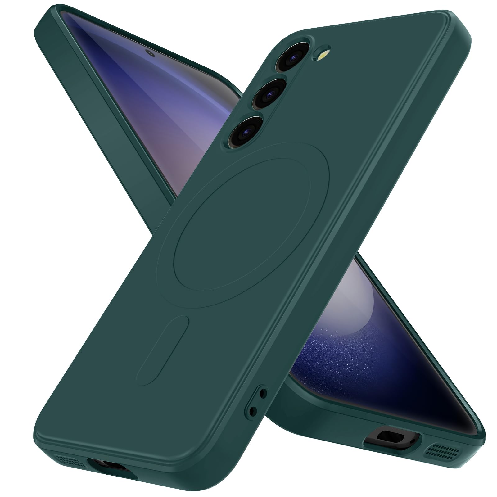 DNTMZIN for Samsung Galaxy S23 Case,Compatible with Magnetic, [Military Grade Drop Tested] Shockproof Slim Thin Phone Case,8-S23-Dark Green