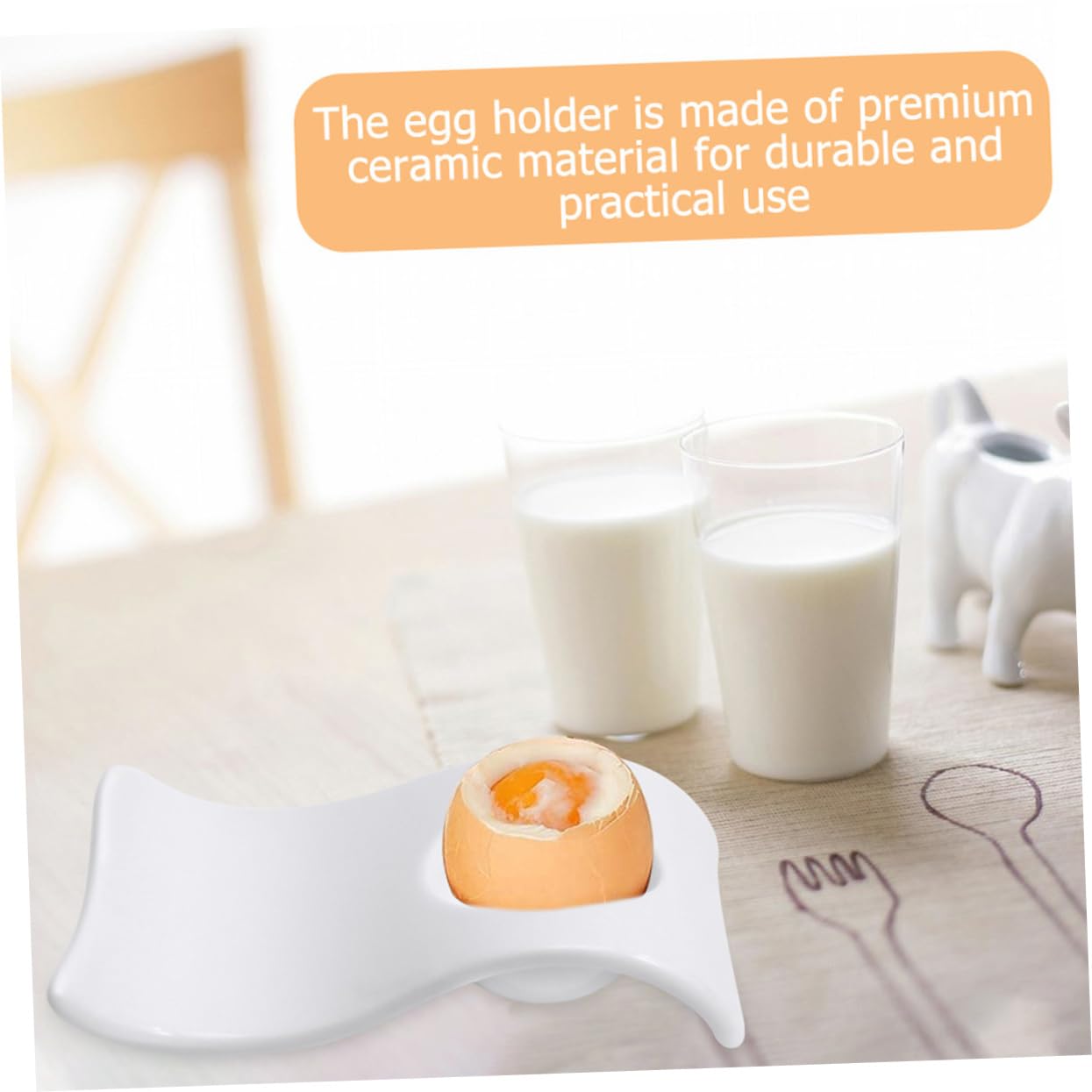 Ipetboom 6pièces Support à Œufs Céramique Blanc Ondulé Pratique Et Résistant Plateau De Rangement Anti-dérapant pour Œufs Coque pour Table Et Déjeuner