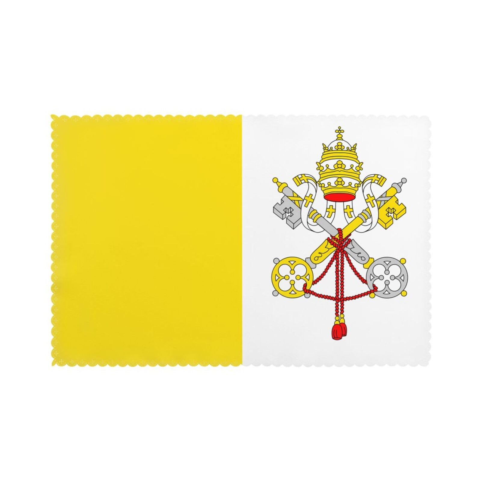 Vatican flag Placemat set of 6, oil-proof and insulated dining table placemats, washable and wipeable.