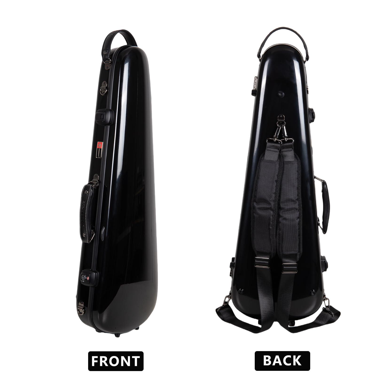 Crossrock Estuche de violín de Fibra de Vidrio con Forma para tamaño 4/4 | Cerradura TSA, Correas de Mochila, Manta de Terciopelo, Almacenamiento Integrado