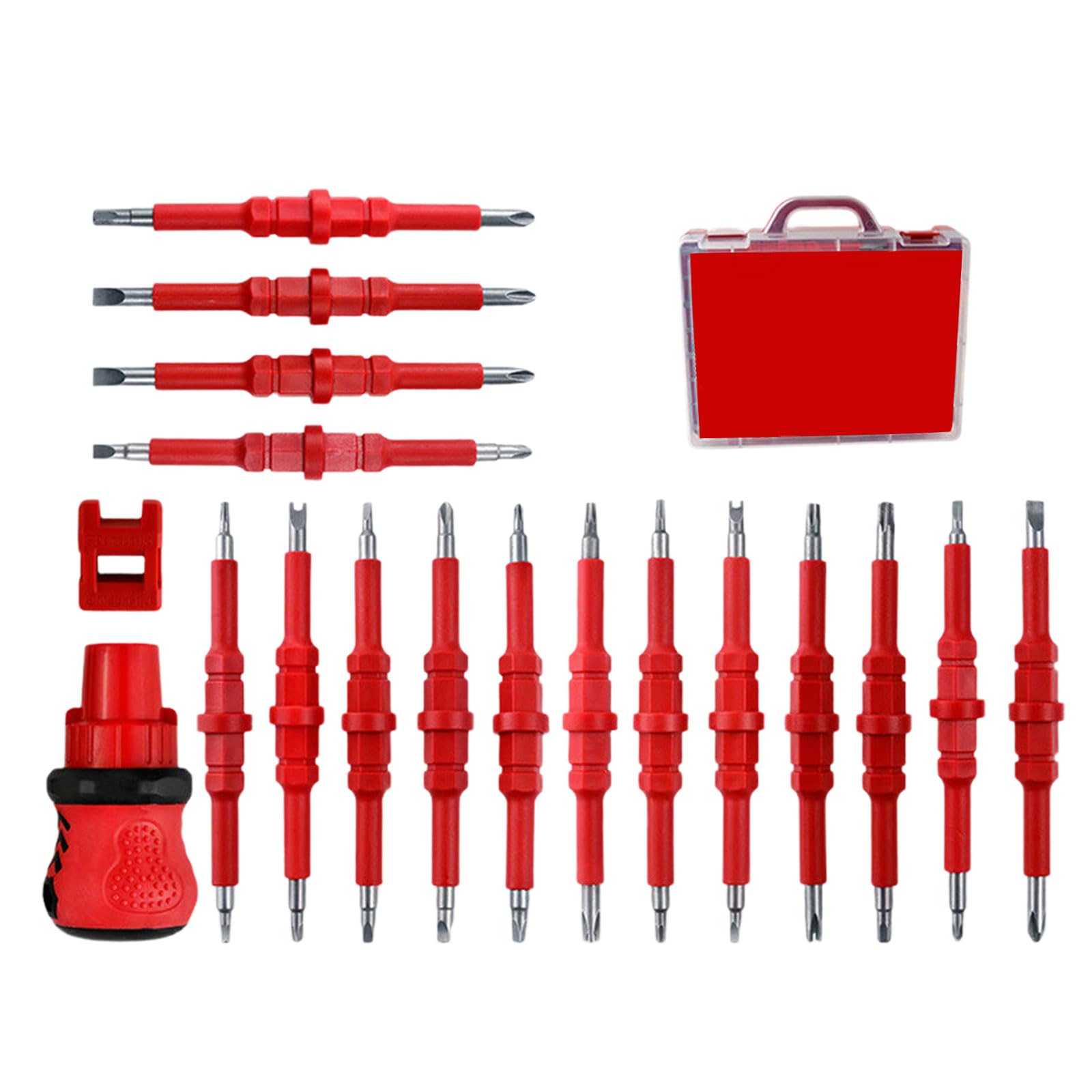 Msioytog 34 Multiple Bit Screwdriver Set Ergonomic Antifatigue Design For Electricians Mechanics And Household Maintenance Tasks Ratcheting Screwdriver With Storage Case