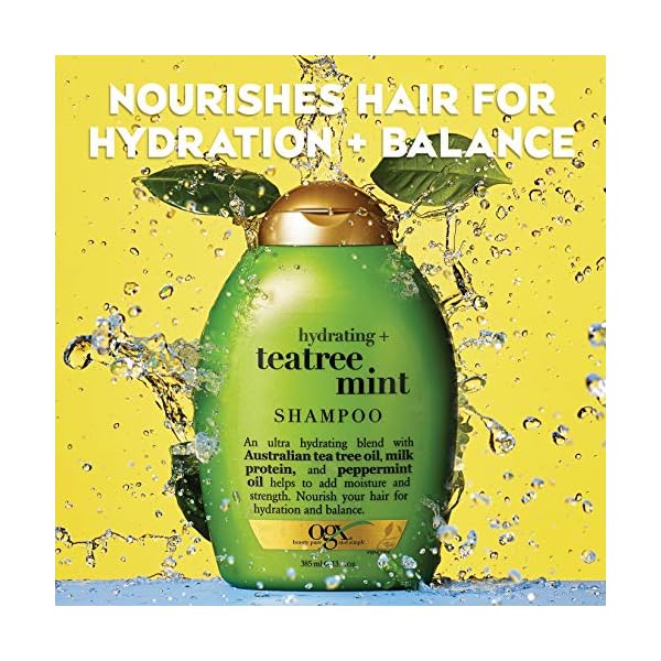 OGX-Hydrating-Tea-Tree-Mint-Shampoo-Nourishing-Invigorating-Scalp-Shampoo-with-Tea-Tree-Peppermint-Oil-Milk-Proteins-Paraben-Free-Sulfate-Free-Surfactants-13-fl-oz OGX Hydrating + Tea Tree Mint Shampoo, Nourishing & Invigorating Scalp Shampoo with Tea Tree & Peppermint Oil & Milk Proteins, Paraben-Free, Sulfate-Free Surfactants, 13 fl oz