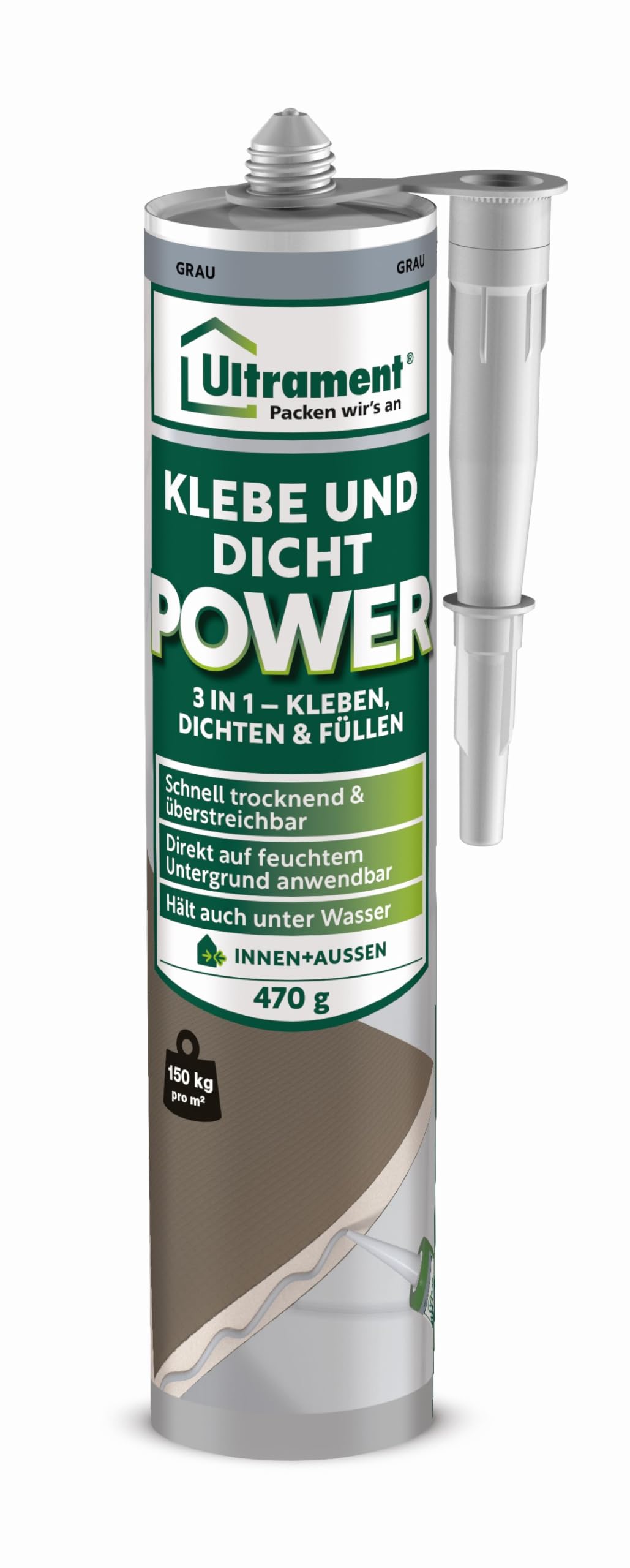 Ultrament Klebe- und Dichtpower 3-in-1 – Kleben, Dichten & Füllen (grau)