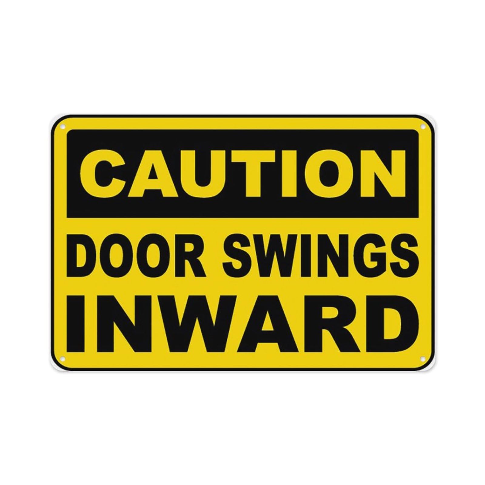 Peiyeety A02 Door Swings Inward Sign Aluminum Tin Warning Signs For Home Outdoor Garden 12X16 Inches