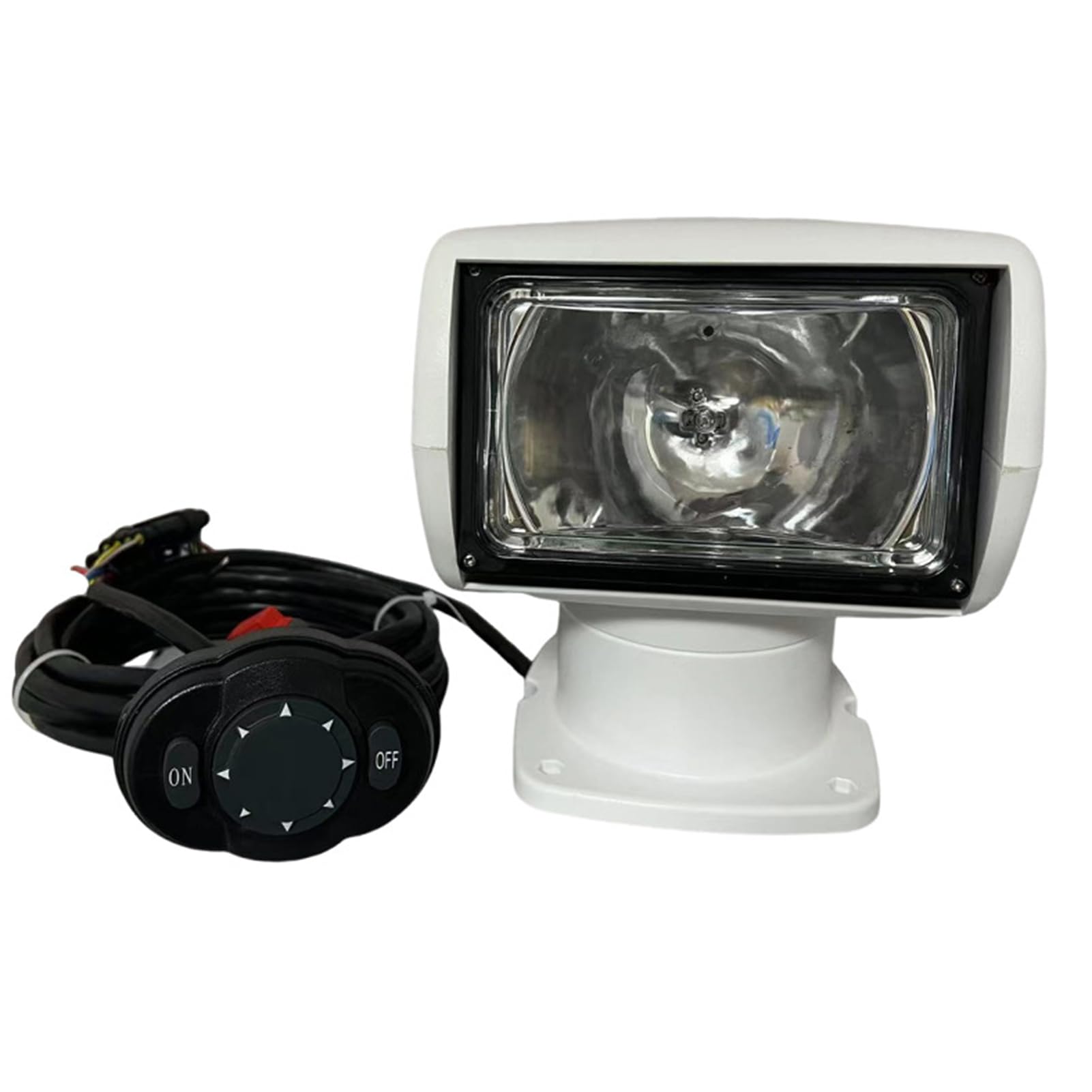 Foco para barco, 24 V, 100 W, 2500 lm, rotación de 360°, mando a distancia, luz halógena portátil para búsqueda, IP67, luz de navegación impermeable