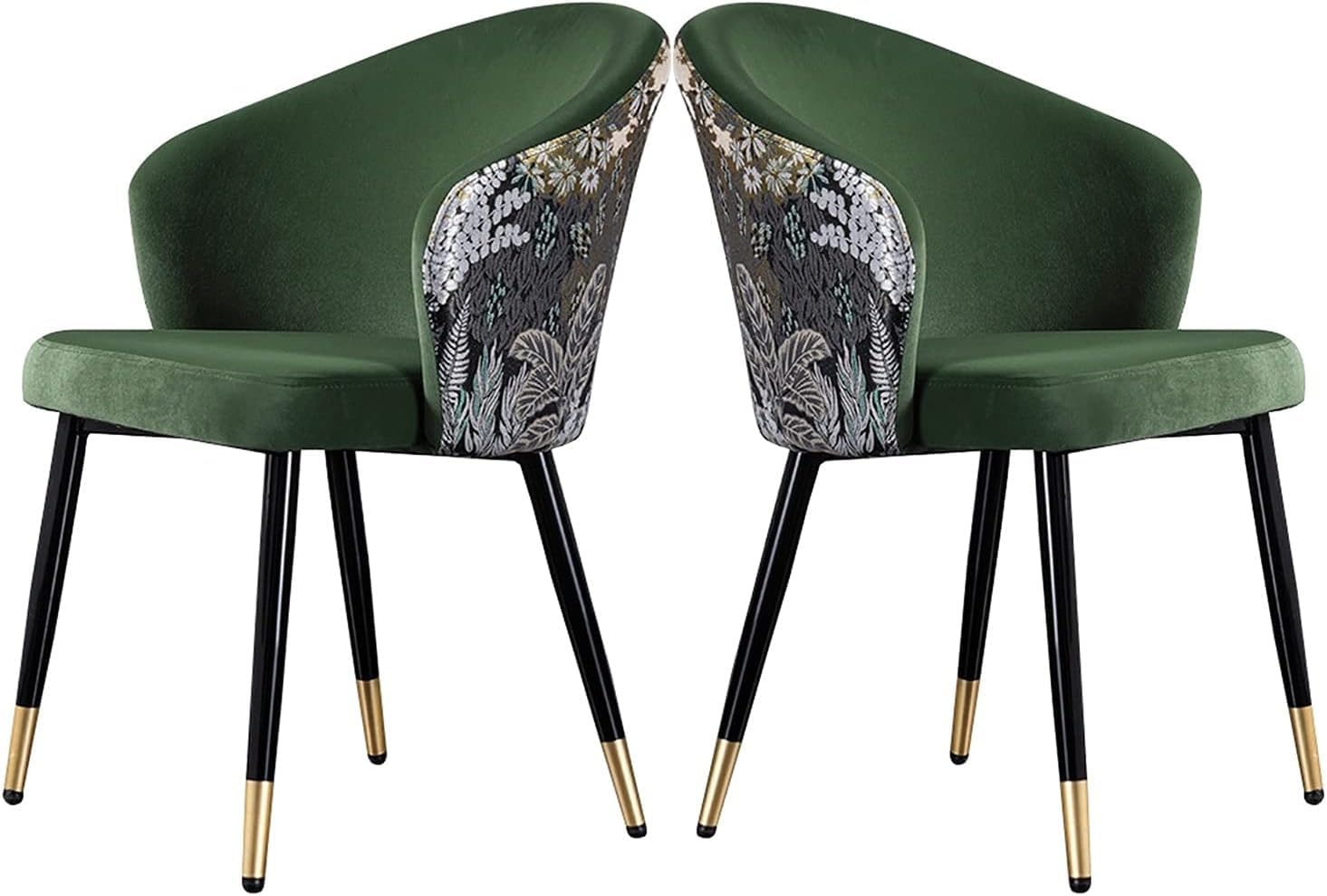 Set Di 2 Sedie Da Pranzo In Velluto Verde – Moderne Con Gambe In Metallo Nero - 4