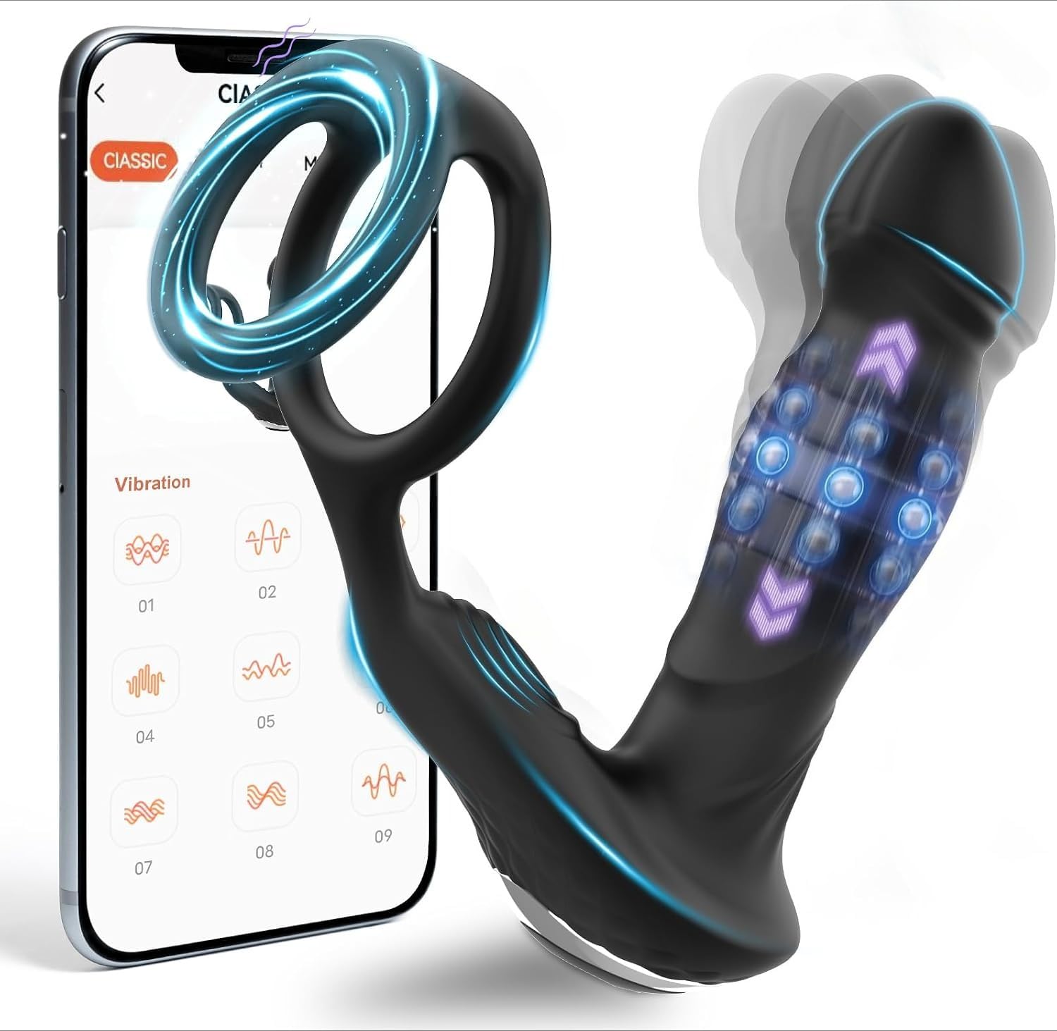 Masajeador de próstata para hombres con vibrador anal programable de 9 modos 7