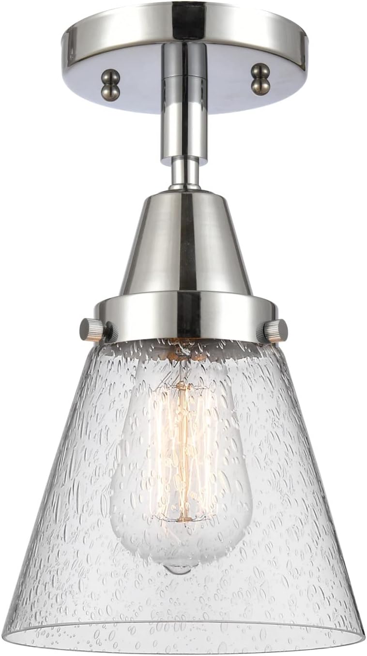 Innovations 447-1C-BK-G63 Transitional One Light Flush Mount from Franklin Restoration Collection in Black Finish,
