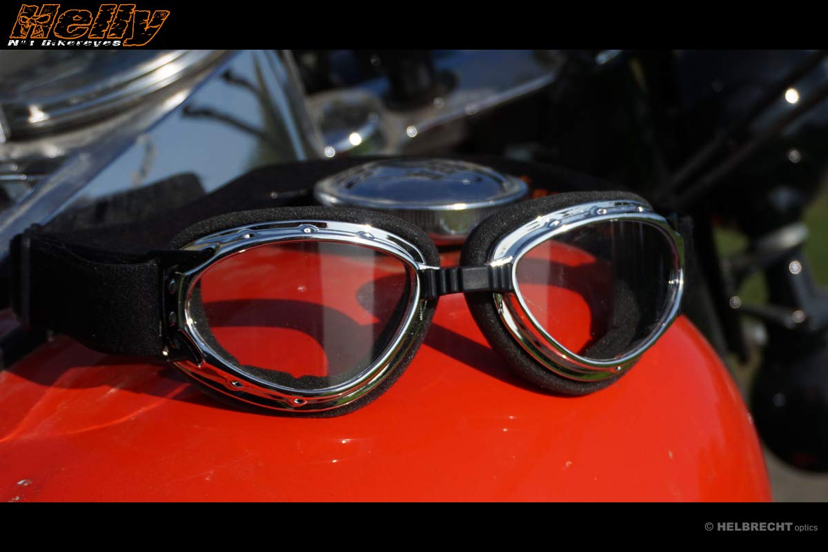Helly® N° 1 Bikereyes® Lunettes de moto coupe-vent rembourrées anti-buée Verre de sécurité HLT® DIN EN 166 Sensation agréable