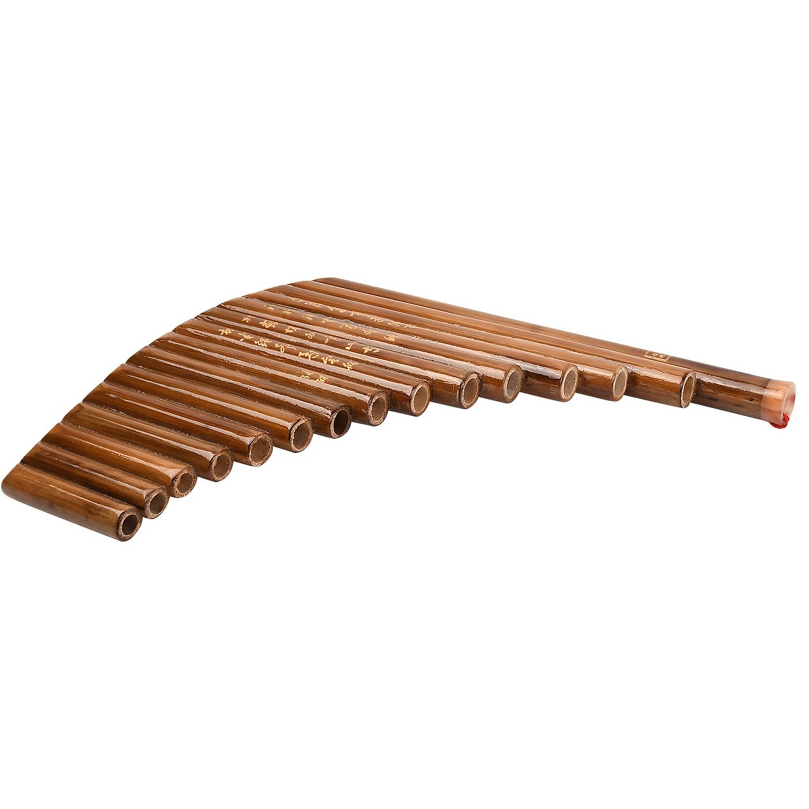 Professional Pan Flute Handmade Left Hand Pan Flute 15 Pipes G Tone Panpipes Folk Wind Instrument For Beginner Brown