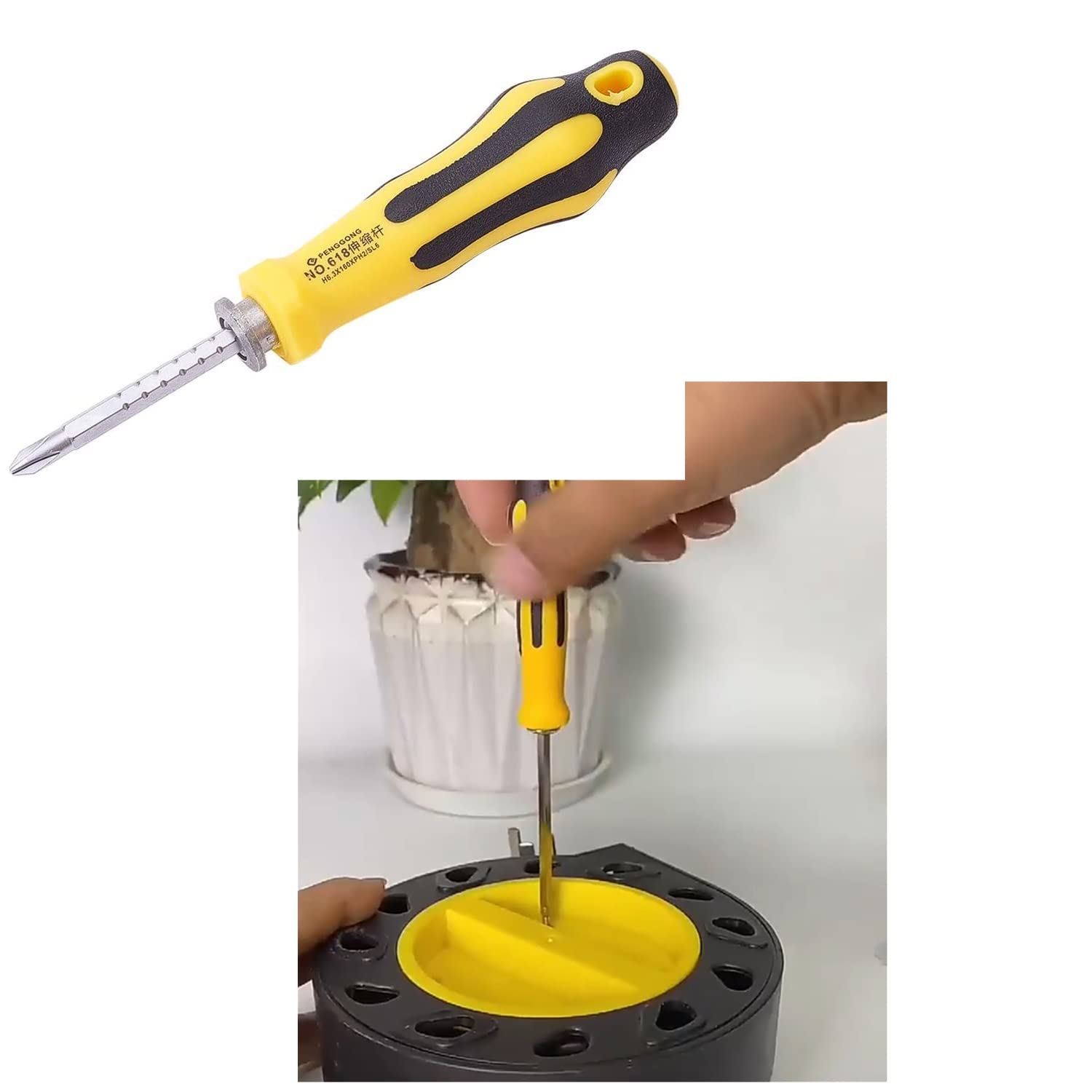 Double ended stubby Phillips and slotted screwdriver PH2 | Available lengths in 38 and 100mm | 6mm shank