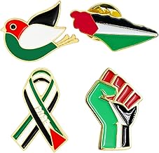 OIXYA Palestinian Bandera, 4 Pieces Palestinian Flag Lapel Pins with Flag for Hats, Clothes, Backpacks, Stands with