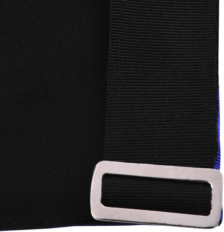 Bricks Masons Royal Blue Officer Apron with Black Adjustable Waist Belt, Embroidered Design and Rear Pocket