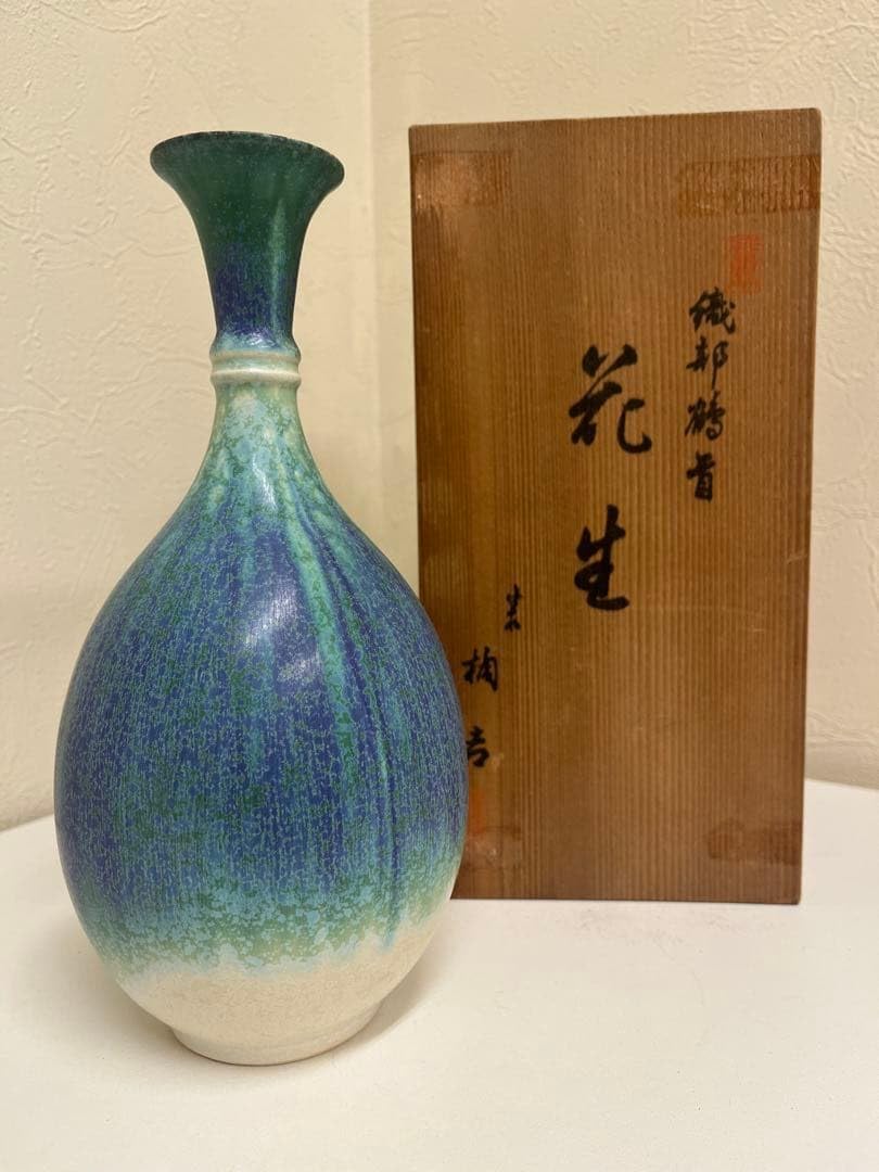Amazon.co.jp: 織部鶴首 花瓶 木箱付き 橘吉 : ホビー