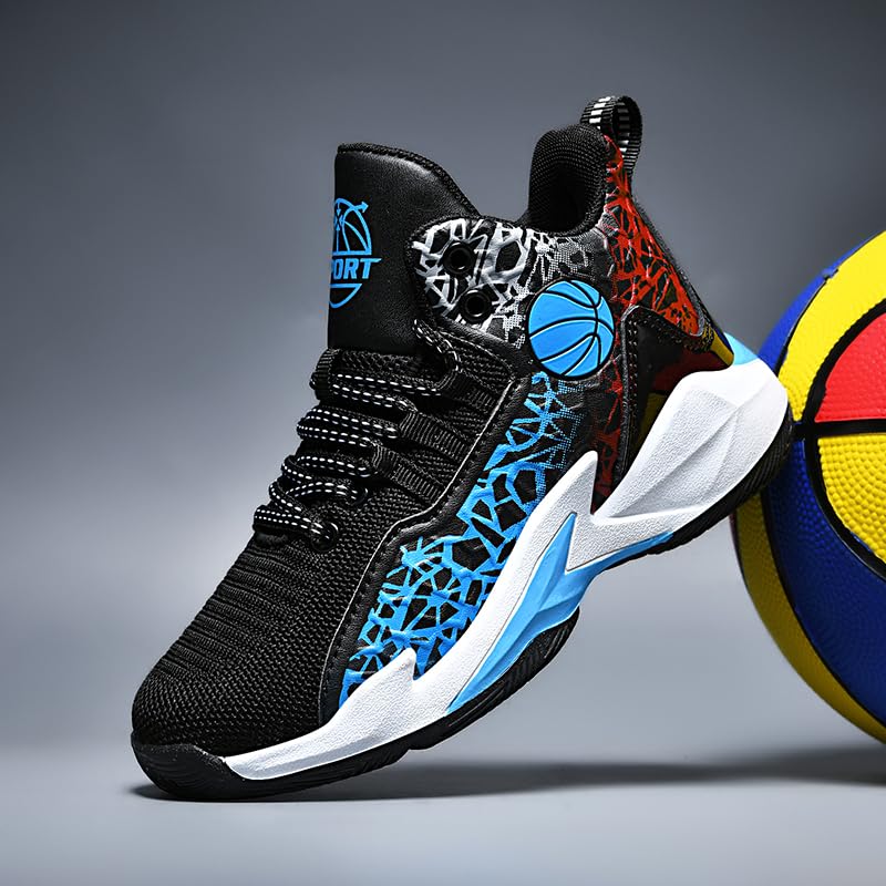 High-Top Ankle Support Basketball Shoes for Little Kids | Shockproof Anti-Slip Mesh Sneakers | Colorful Design for Boys & Girls | US Sizes 9-133
