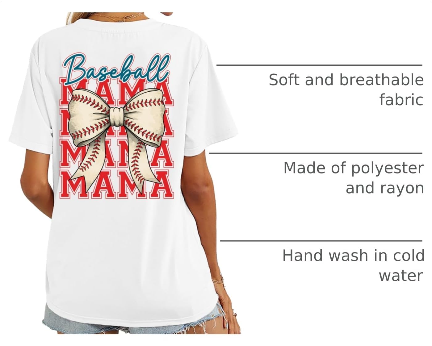 Baseball Mom Shirt for Women: Funny Baseball Tee Shirt Baseball Mama Short Sleeve Casual Tee Tops image 4