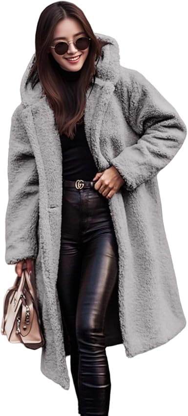 Amazon.com: Nkgra Womens Wool Blend Pea Coat Fuzzy Fleece Sherpa