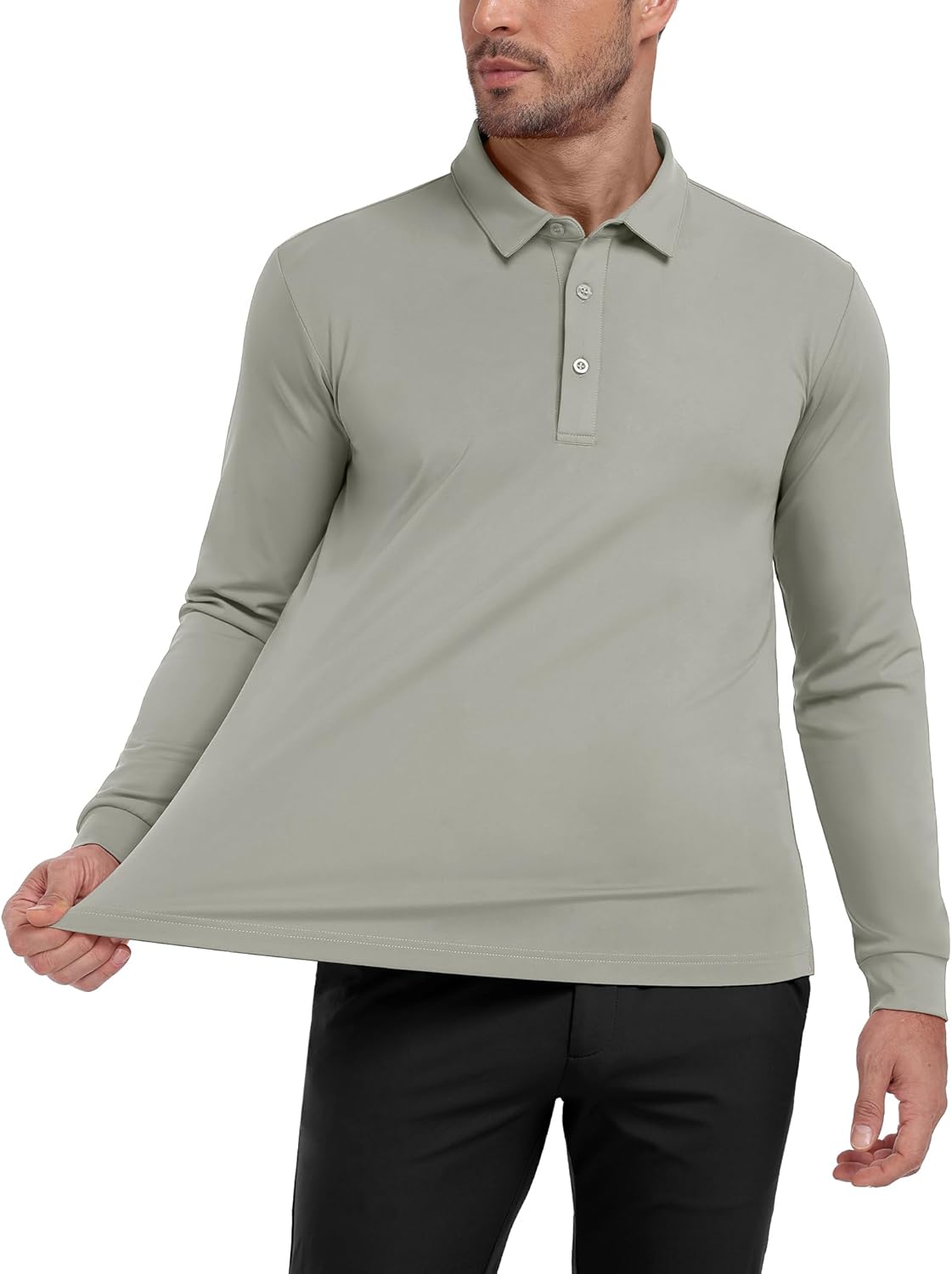 MIER Polo Shirts for Men Long Sleeve Dry Fit Golf Athletic Work Collared Shirt with UV SPF Sun Protection (Inherent UPF 50+)