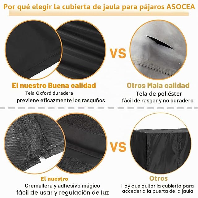 Foto 4 de 6 de ASOCEA Cubierta Extragrande para Jaula de Loros y pájaros, Cubierta Universal Opaca para periquitos