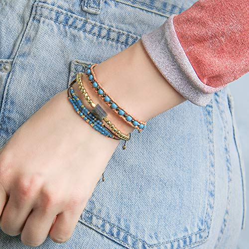 Kelitch Natural Turquoise Beads Wrap Bracelet New Crystal Strand Bracelet For Womens #TOP5