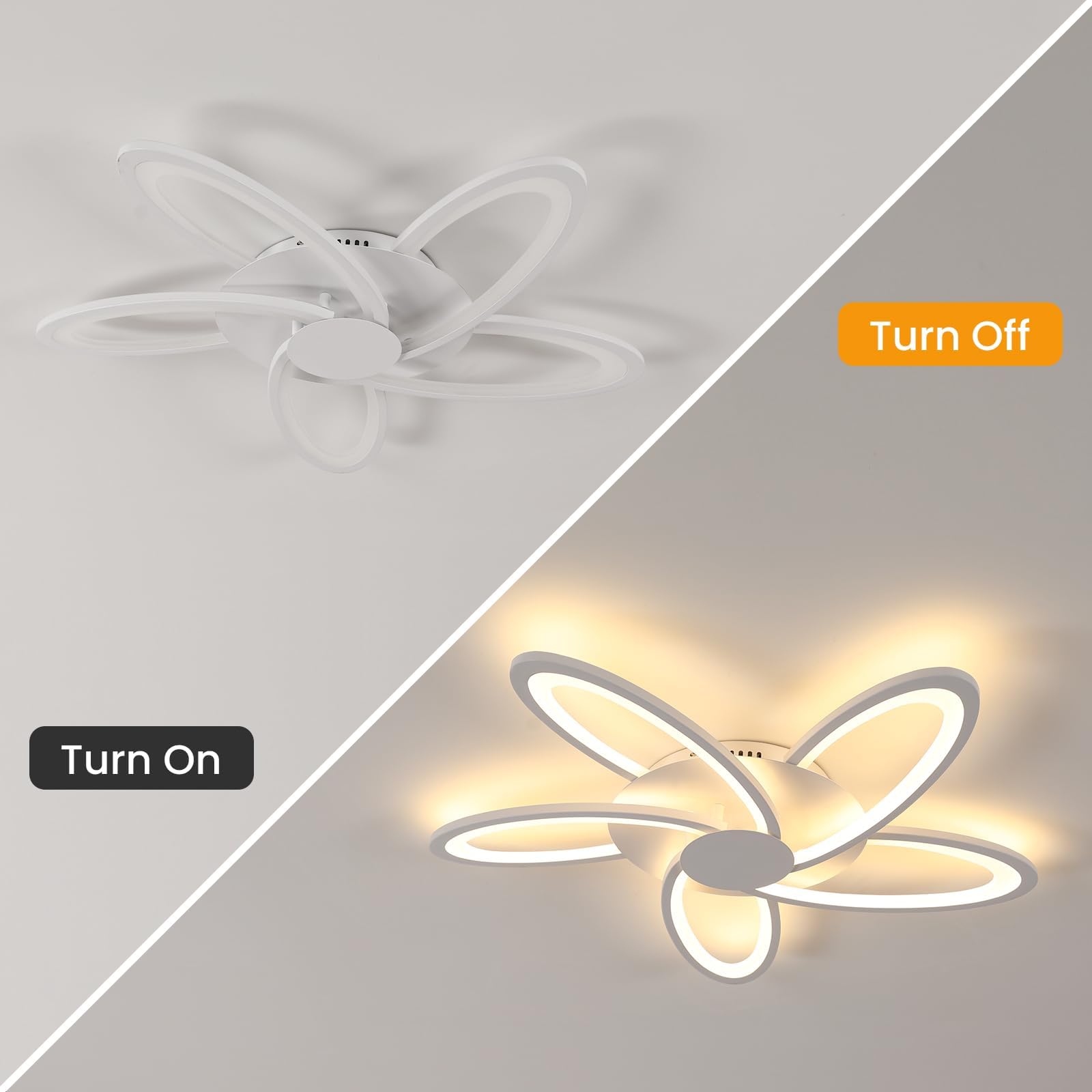Plafoniera LED Soffitto 60W 6700LM Fiore Design, Luce Calda 3000K | Lampada da Soffitto Moderna, Lampadario LED Bianca per Camera da Letto, Soggiorno, Sala da Pranzo, Ufficio