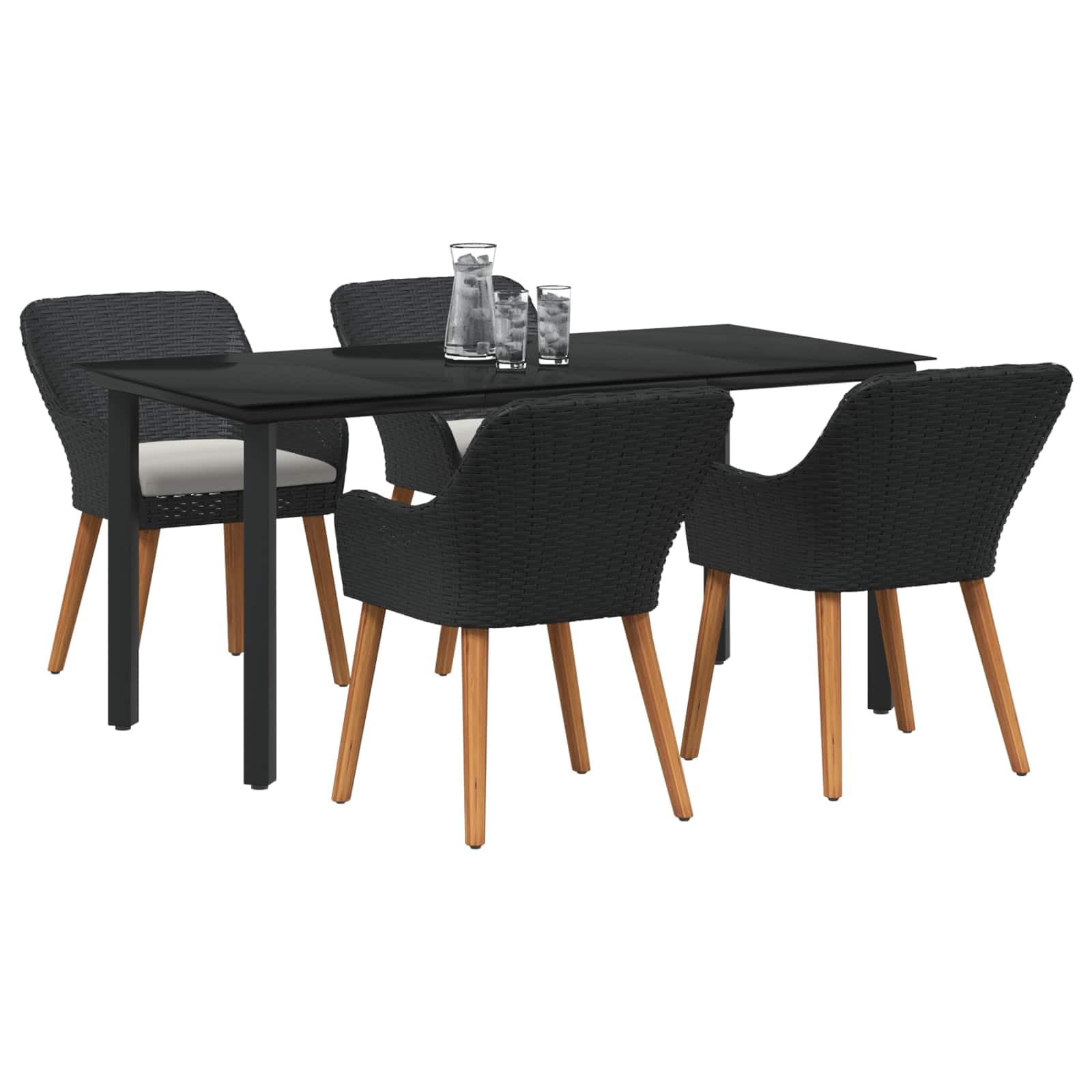 vidaXL Conjunto de Comedor de Jardín 5 pcs Negro ratán sintético, Conjunto de Comedor Elegante para jardín y terraza, Mesa de reunión, sillas Modernas, Muebles Resistentes a la Intemperie