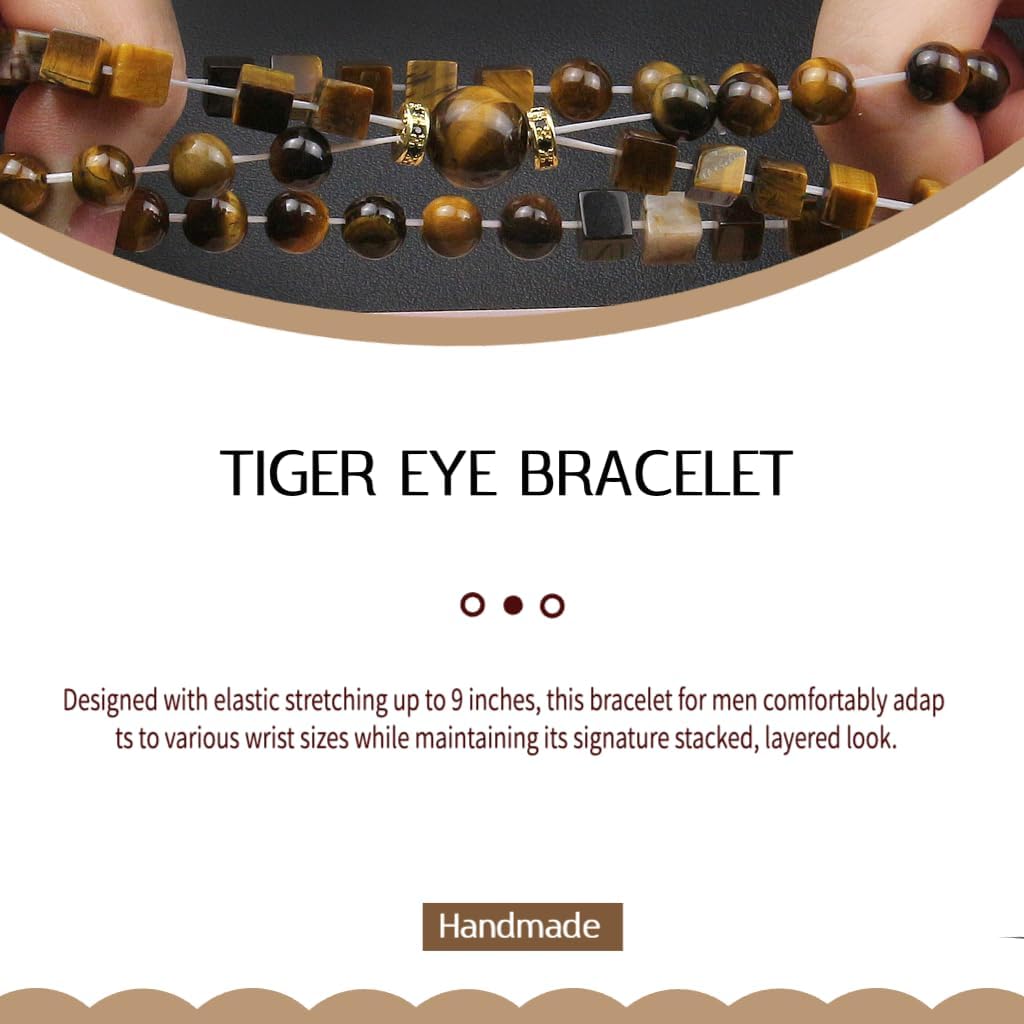 Beaded Bracelets for Men - Inspirational Bracelets - Handmade Natural Stone Stretch Bead Bracelet Men Fathers Day Thanksgiving Christmas Birthday Gifts for Men - Image 4