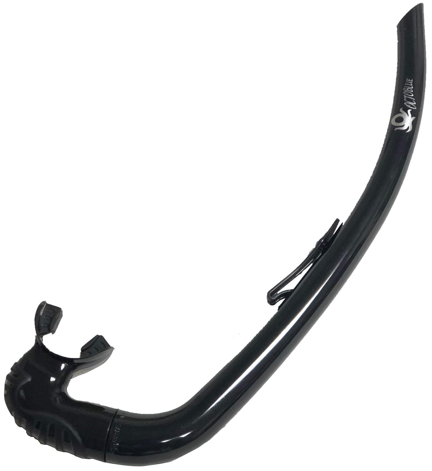 OctoBlue Silicone Snorkel for Snorkeling, Freediving, Scuba Diving (All Black)