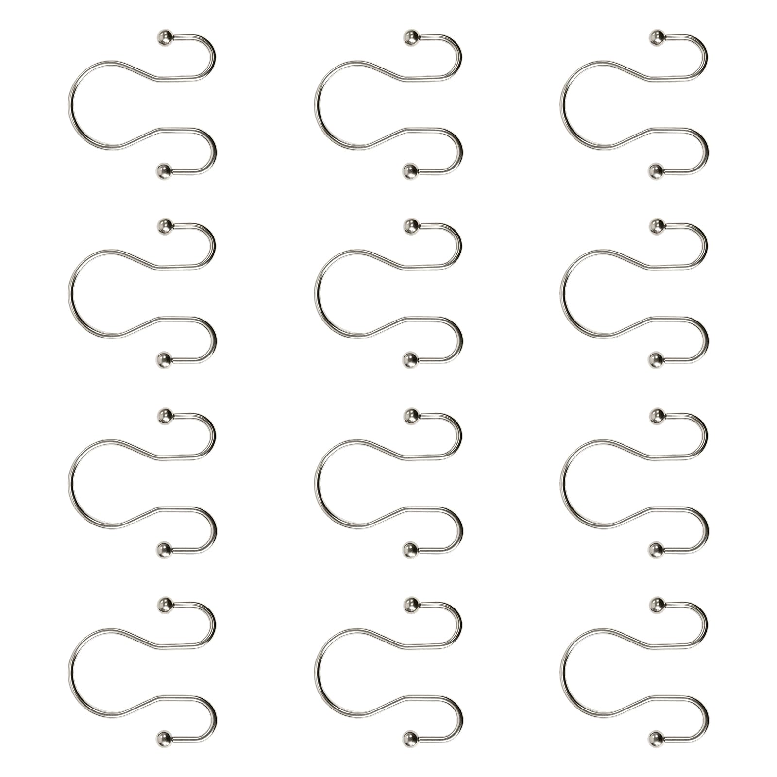 NMFLAB Of 12 Sturdy Iron Double Hook Hangers Iron Texture Suitable for Bathroom Curtain and Home Organization Wall Fasteners