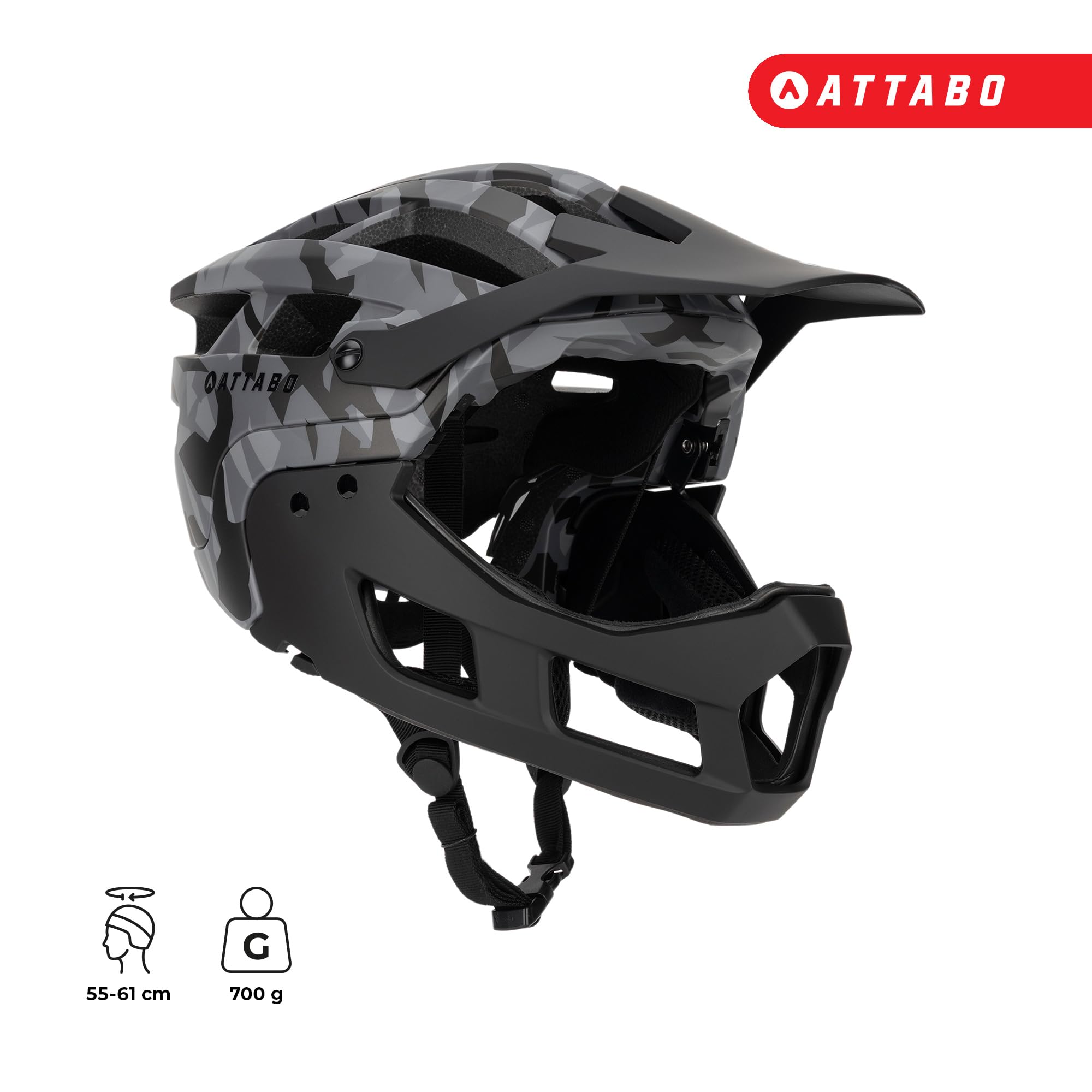 ATTABO Kask Rowerowy State 2.0 Full Face Szary
