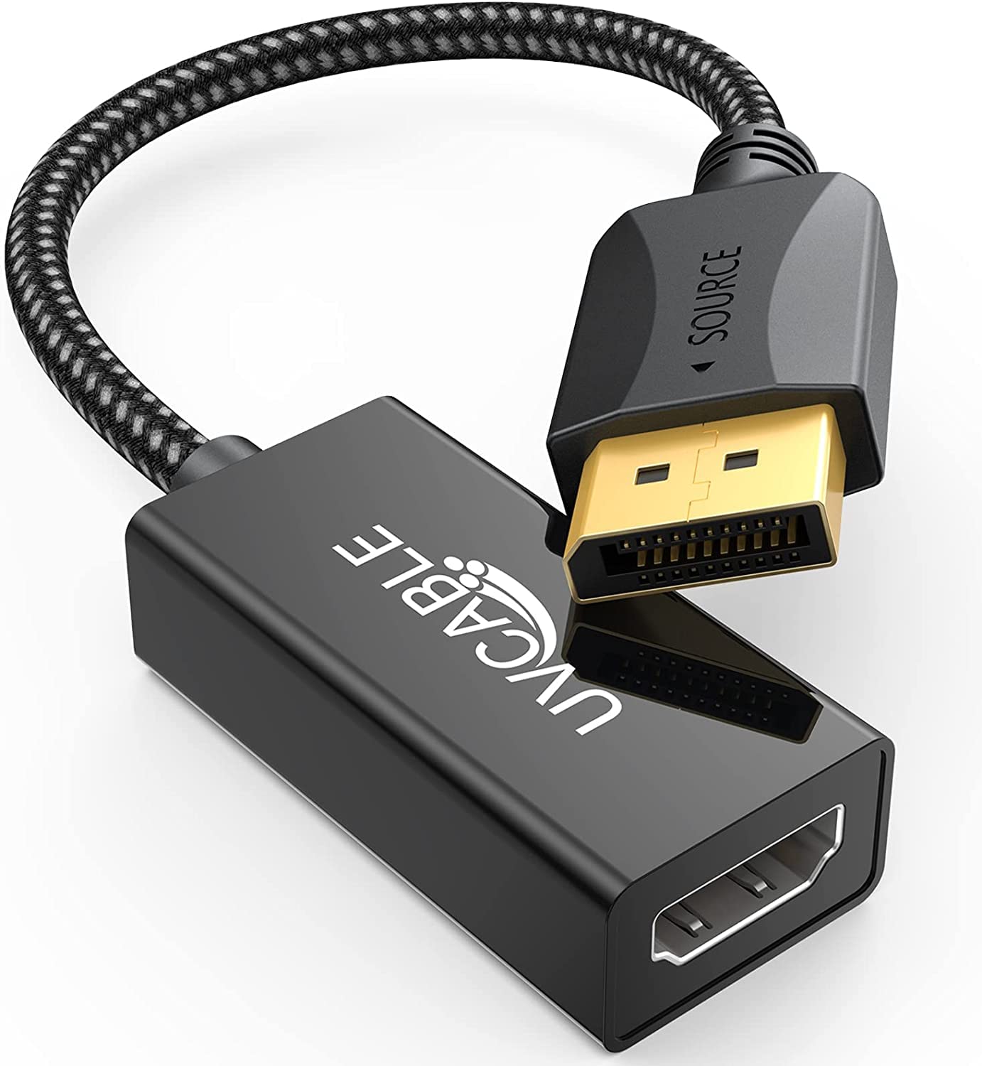Lot de 20 adaptateurs DisplayPort vers HDMI, DisplayPort DP vers HDMI mâle vers femelle compatible avec ordinateur, moniteur, TV, projecteur (20, noir)
