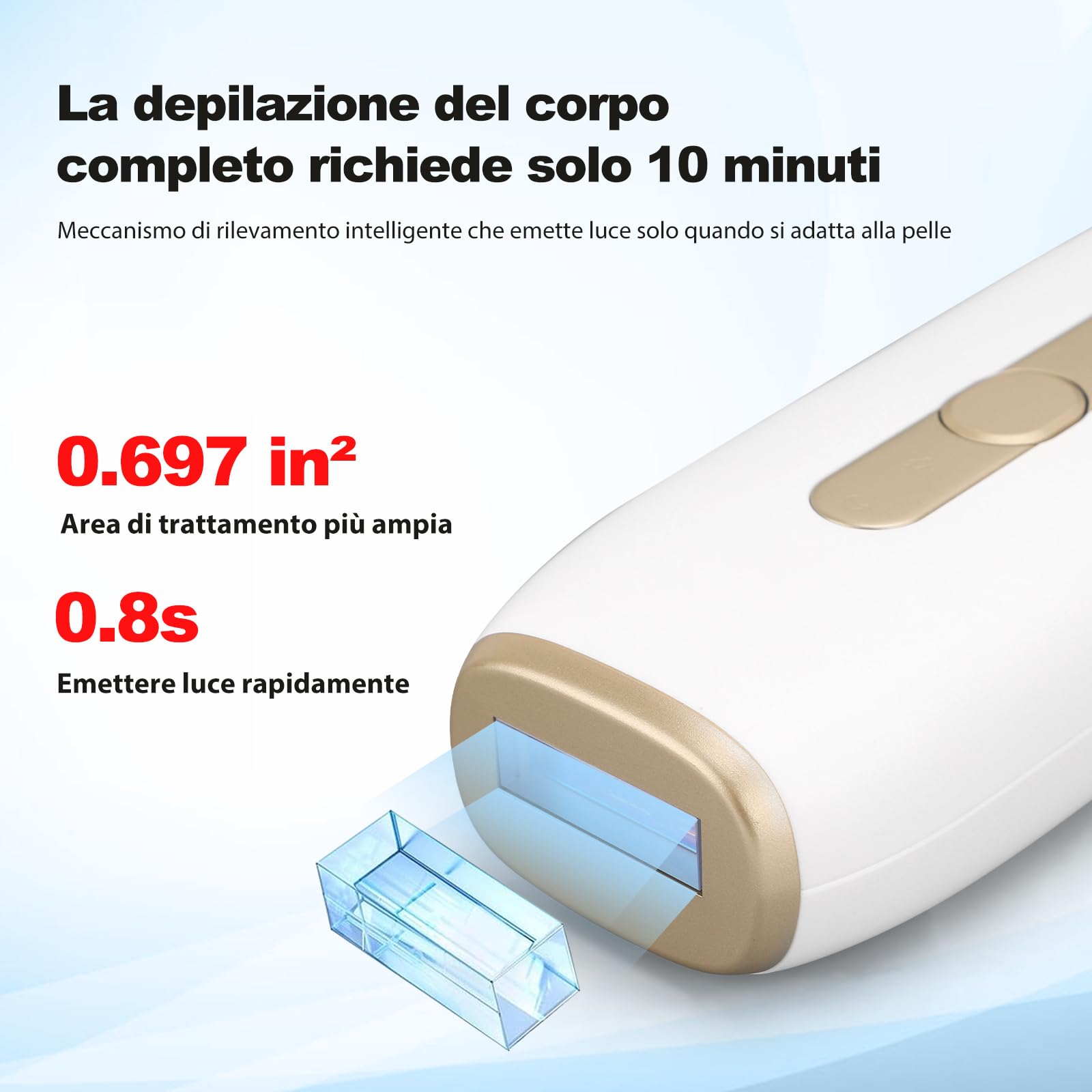 IPL epilatore luce pulsata, Raffreddamento Zaffiro Senza Dolore Epilatore luce Pulsee, 1200nm Epilatore laser, 3 Modalità Regolazione 5 Velocità, Depilazione Permanente