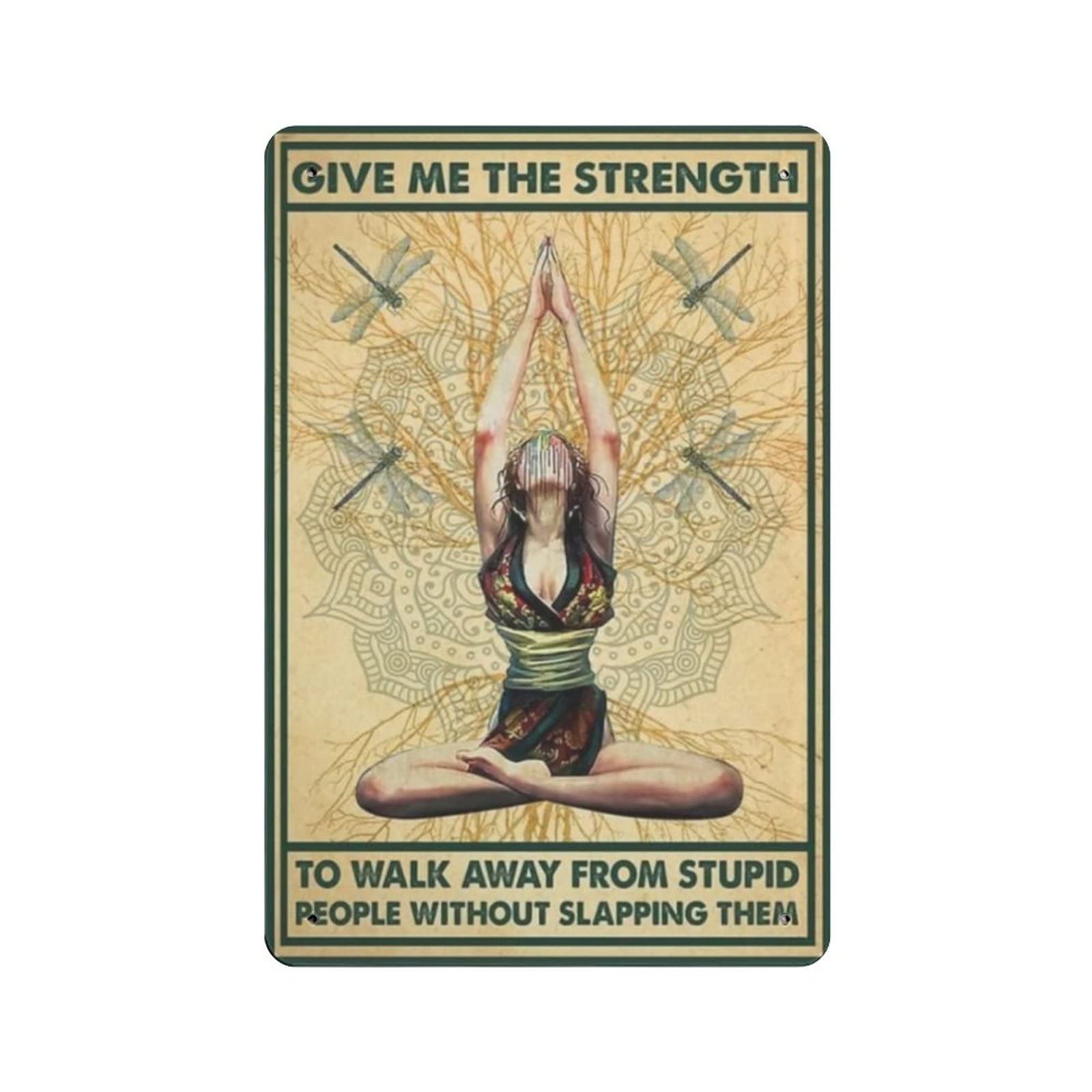 AOOEDM Yoga Metal Tin Signs for Man Cave Funny Art Wall Plaque Kitchen Bar Sign Coffee Shop Garage Wall Decor Hanging Decor