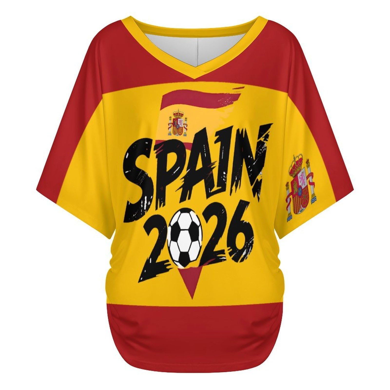 Camiseta España Mundial 2026 Mujer Manga Corta Bandera Regalo Casual Futbol Deportivo Basica