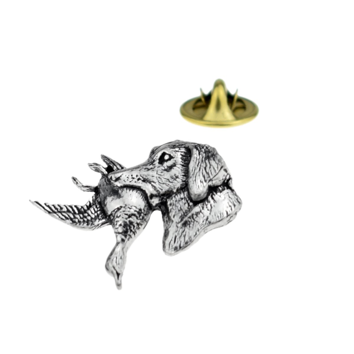 Gtr Silver A25 Labrador With Duck In Mouth English Pewter Lapel Pin Badge Xtspba25